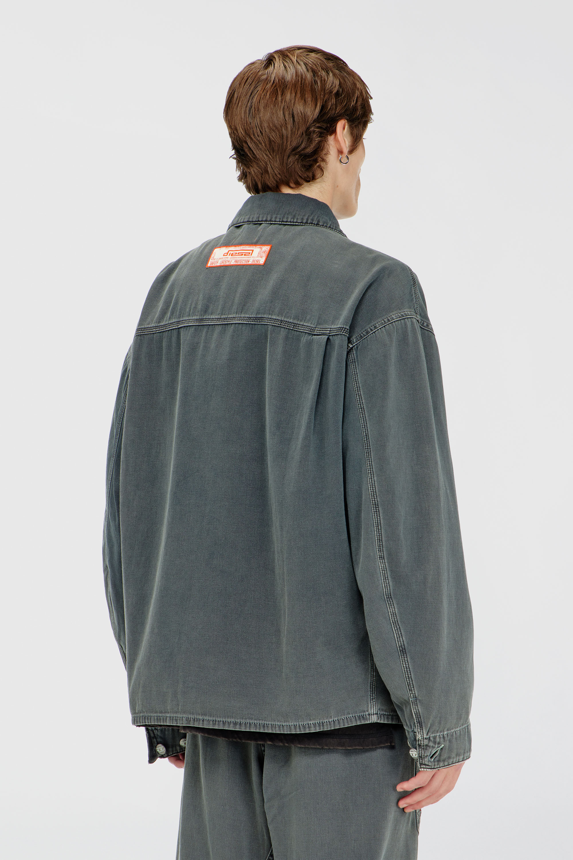 Diesel - D-STACK-U, Chaqueta estilo utility de denim te&ntilde;ido Unisex in Gris - 4