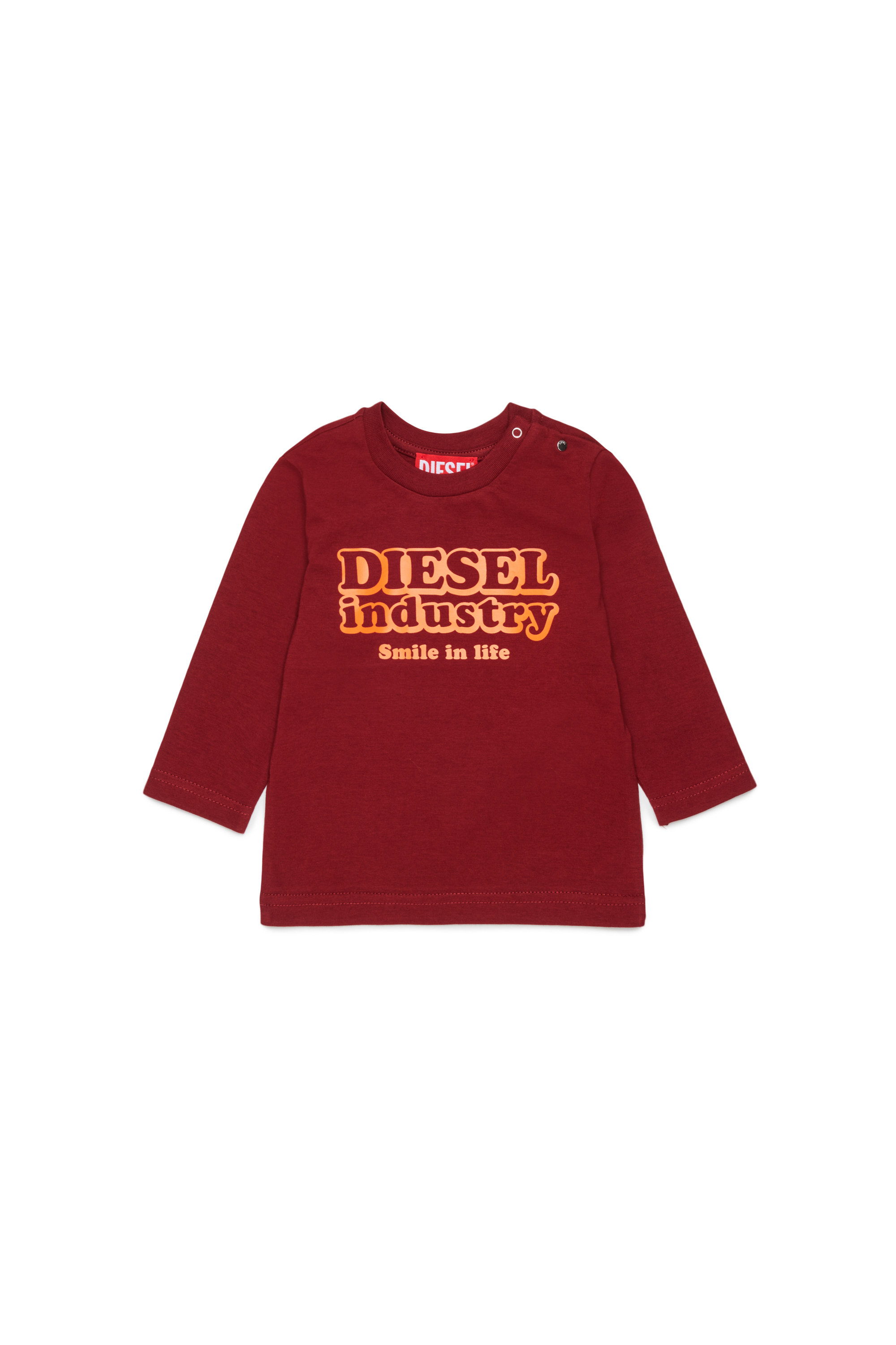 Diesel - TLODIMB, Camiseta de manga larga con estampado Diesel Industry Hombre in Rojo - 1
