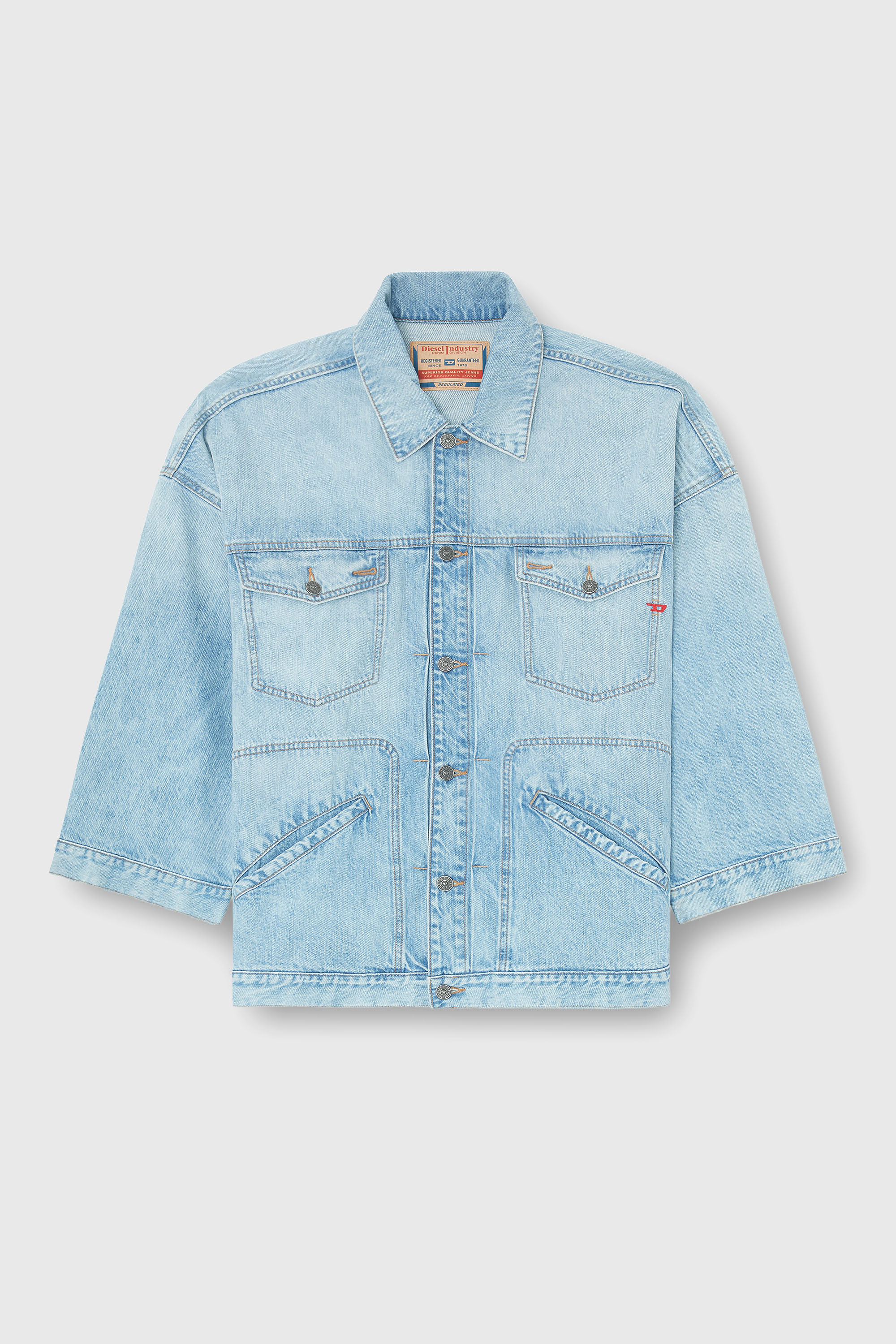 Diesel - DE-LIN, Chaqueta workwear denim oversized Mujer in Azul marino - 2