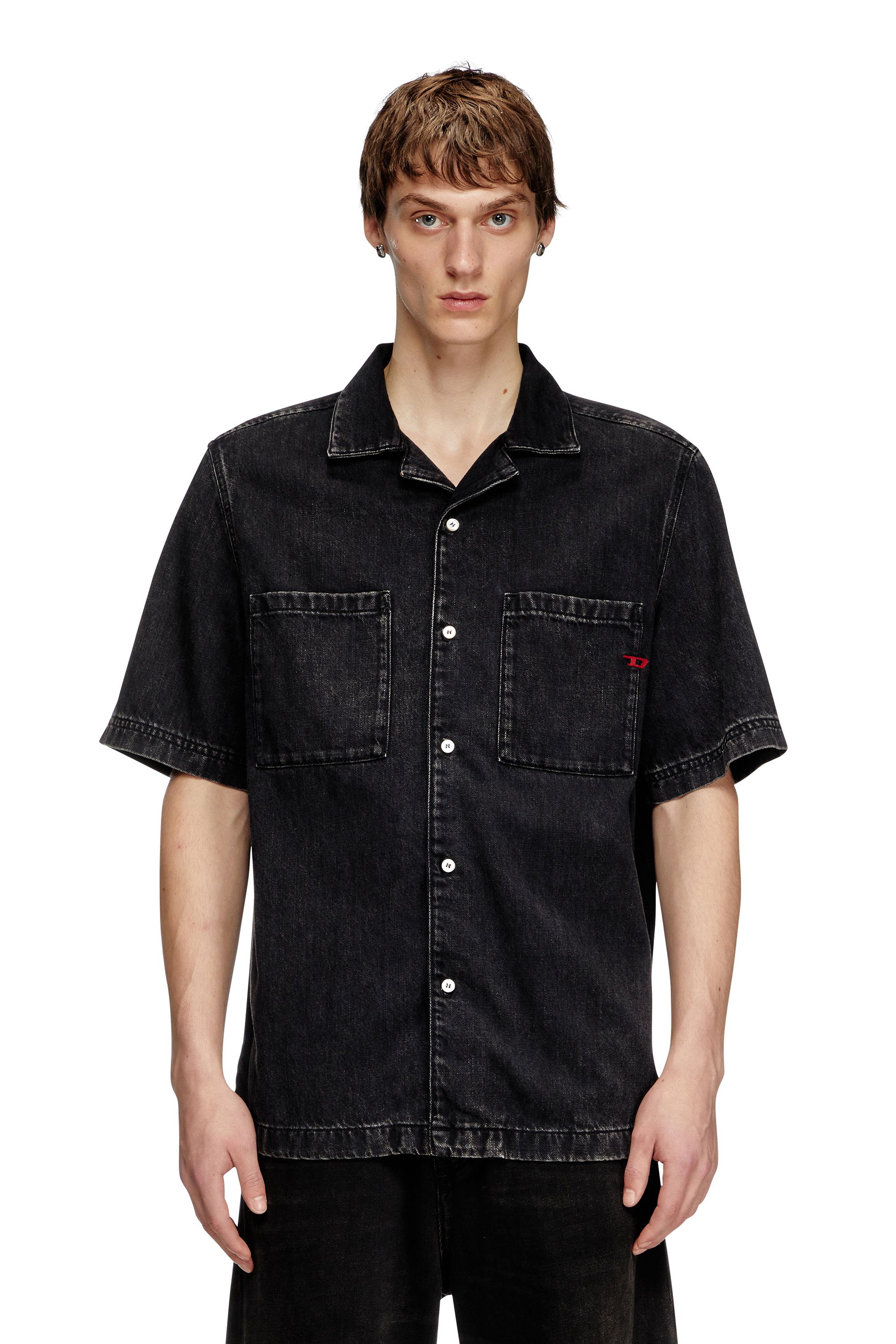 Diesel - D-PAROSHORT, Camisa de bolos en denim de Tencel Hombre in Negro - 5