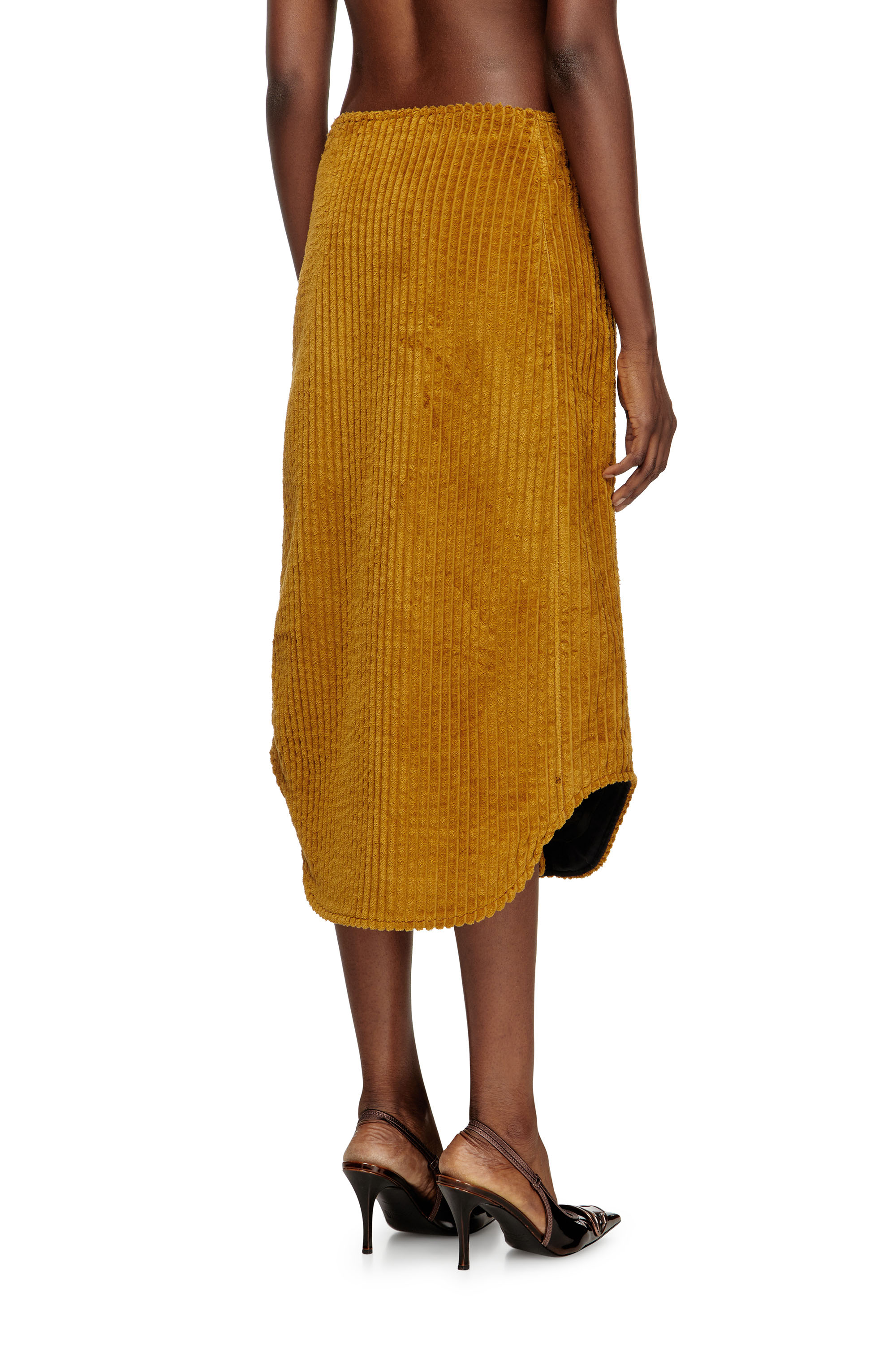 Diesel - O-LLIPOP, Falda midi de algodón con cremallera Mujer in Marrón - 4