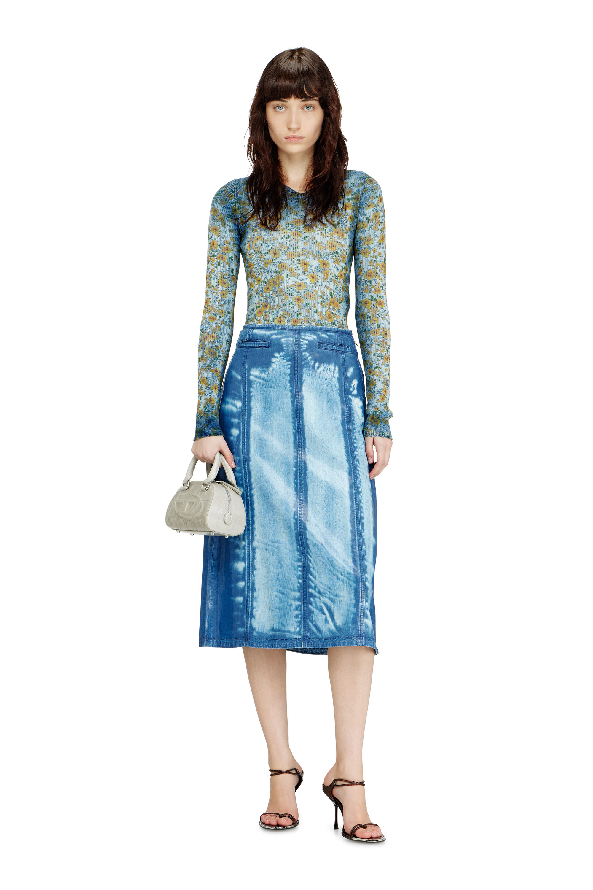 Diesel - M-EGE, Top de canal&eacute; con efecto radiograf&iacute;a floral Mujer in Azul marino - 2