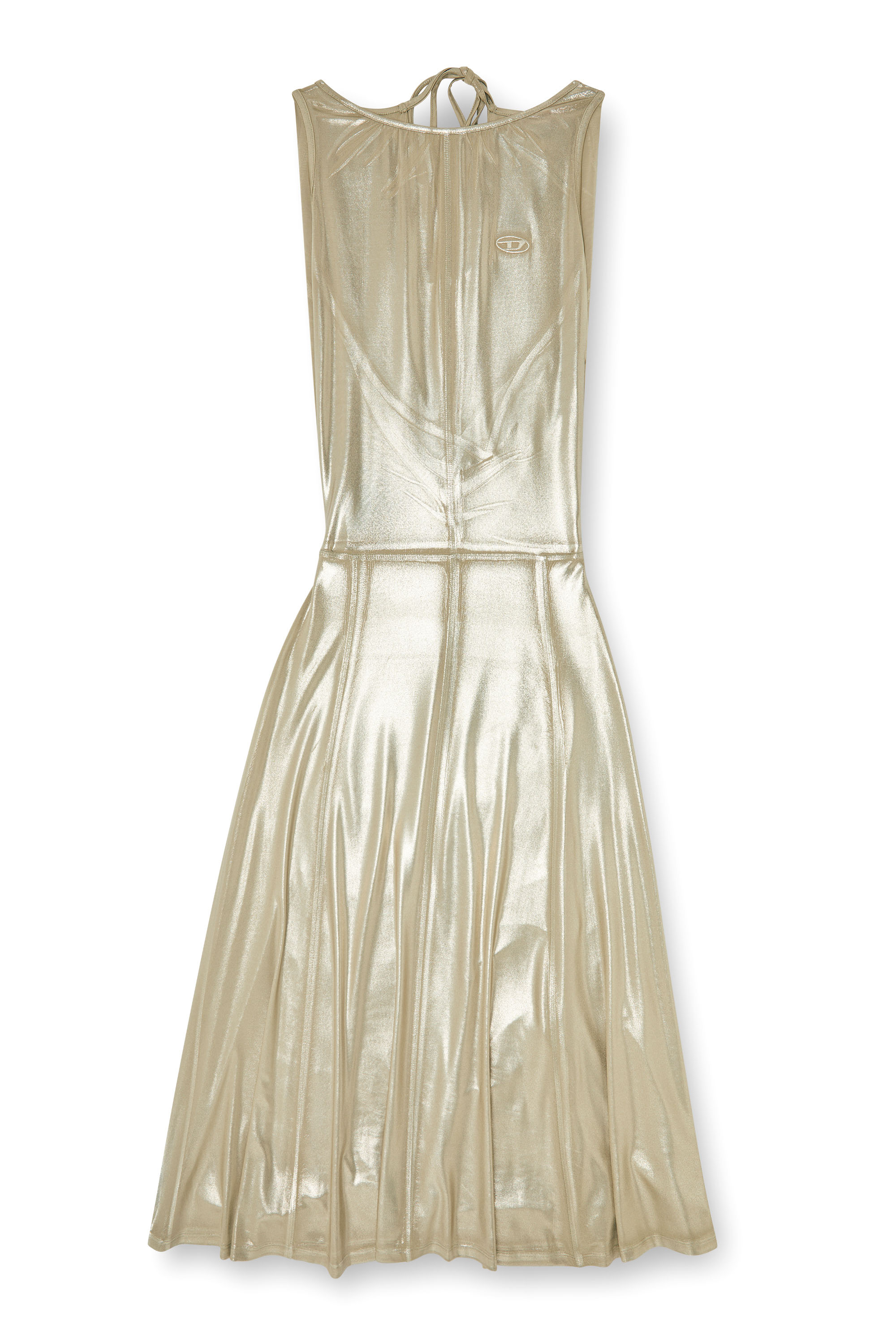 Diesel - D-DYVYNY, Vestido midi met&aacute;lico fluido con espalda abierta Mujer in ToBeDefined - 1