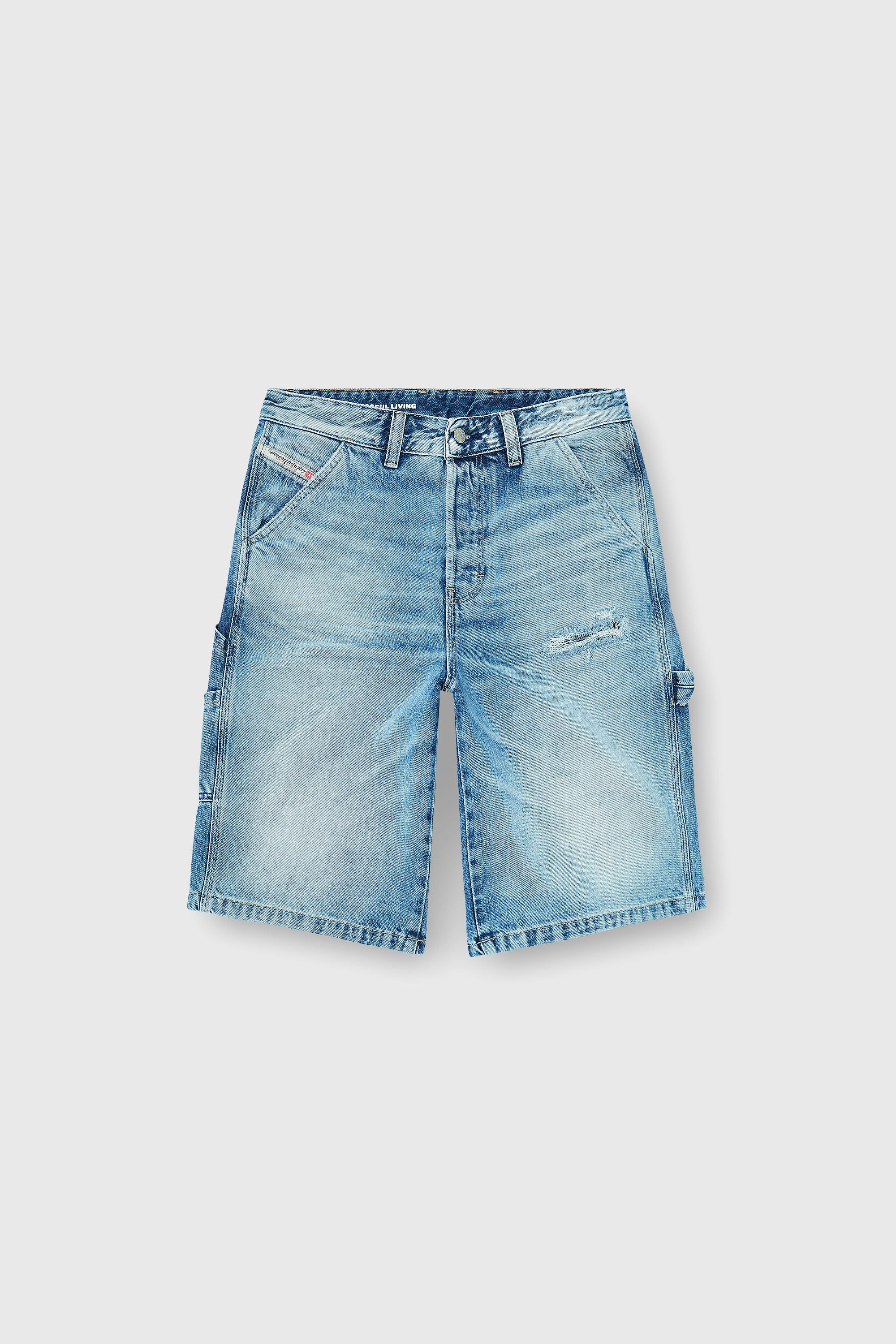 Diesel - D-LIVERY-W-SHORT, Shorts Relaxed en denim fluido con abrasiones Hombre in Azul marino - 2
