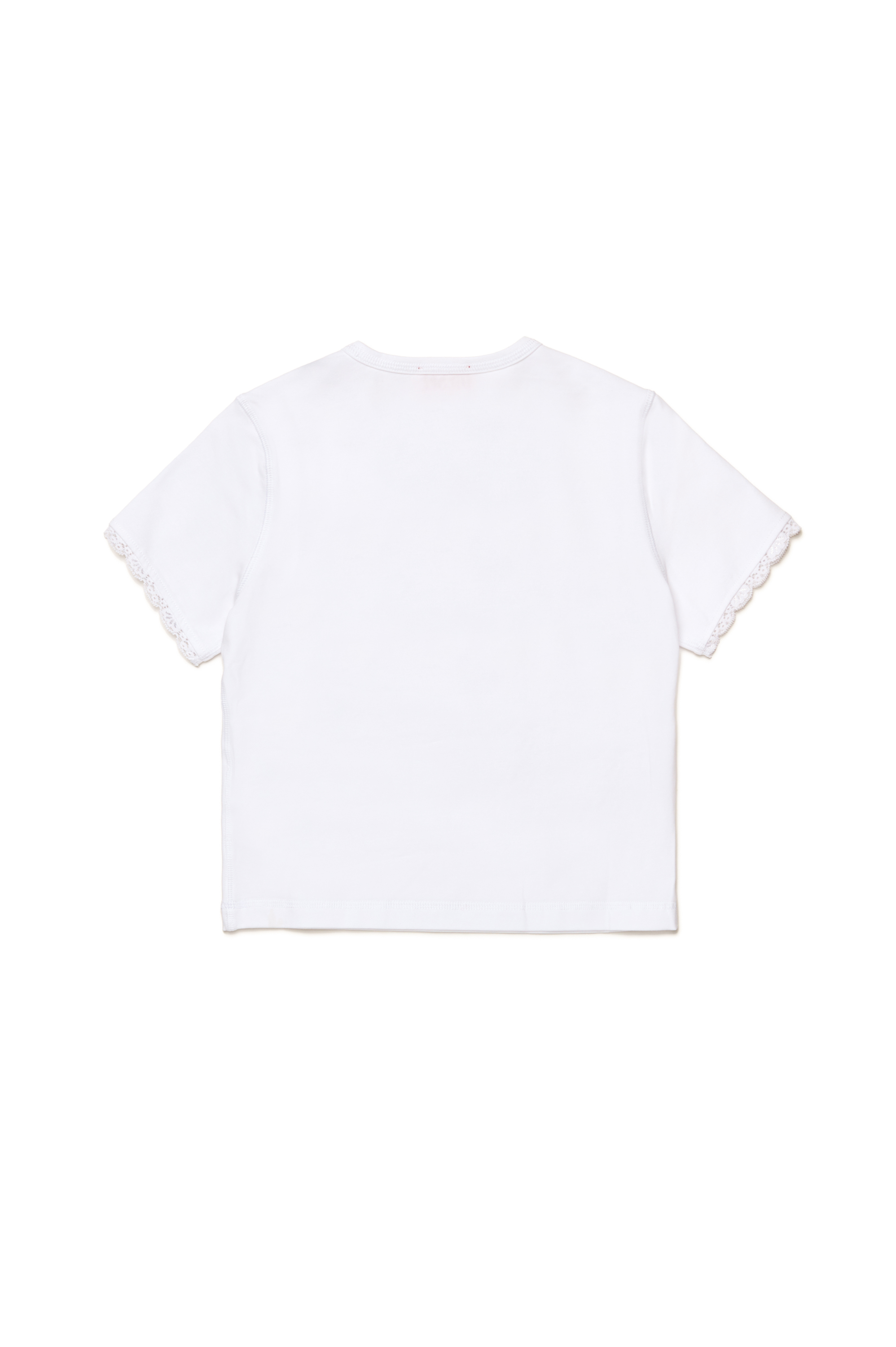 Diesel - TUNCUTIELACE, Mujer Camiseta con ribetes de encaje en las mangas in Blanco - Image 2