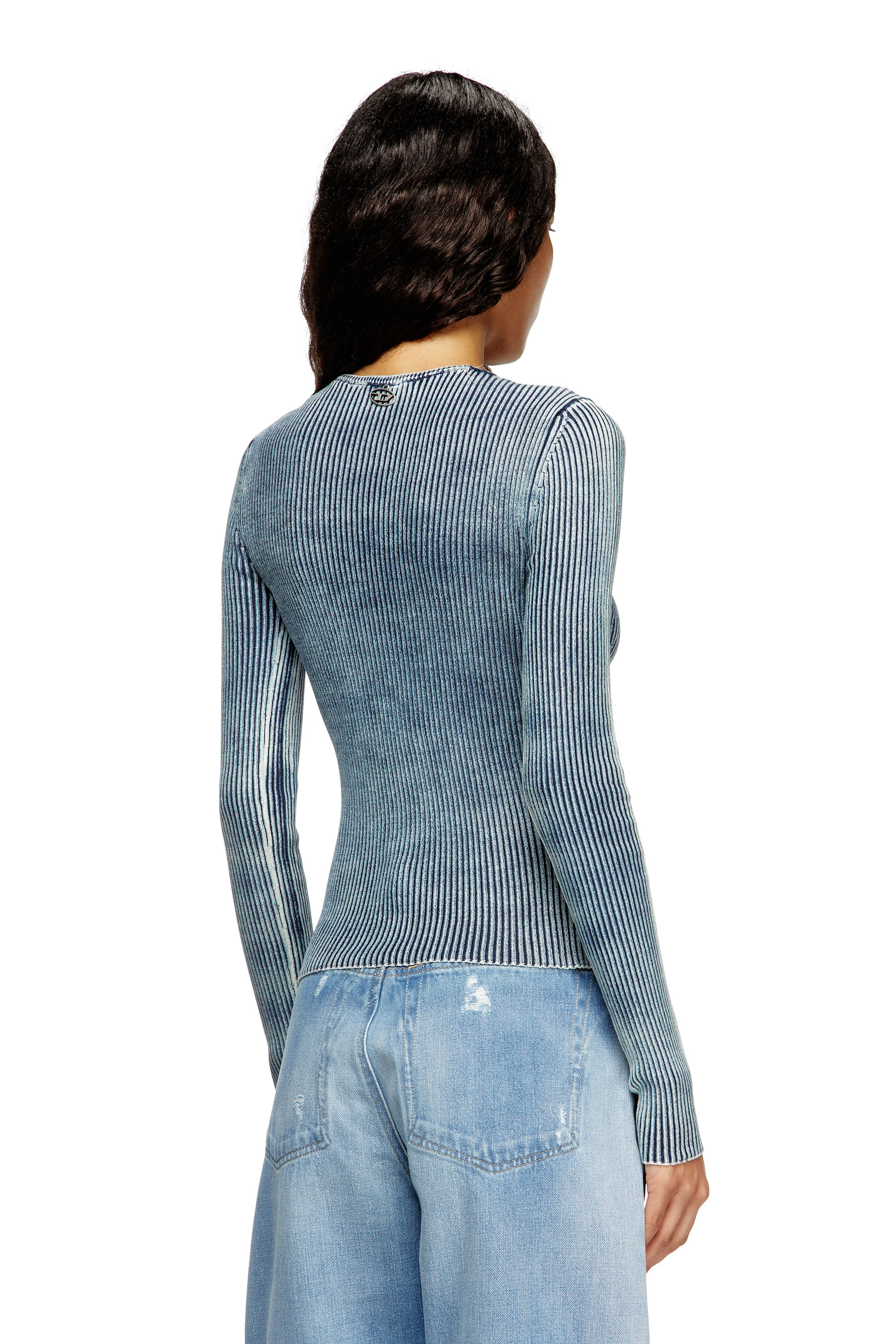 Diesel - M-MILMO, Jersey de hilo denim con efecto brillante Mujer in Azul marino - 4