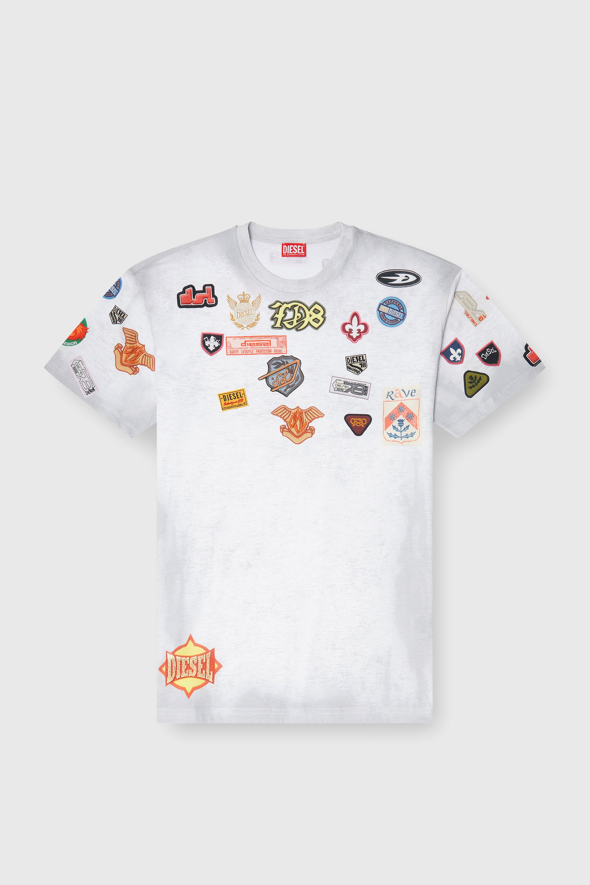 Diesel - T-BOXT-AA6, Camiseta de algod&oacute;n con estampado de parches all-over Hombre in Blanco - 2