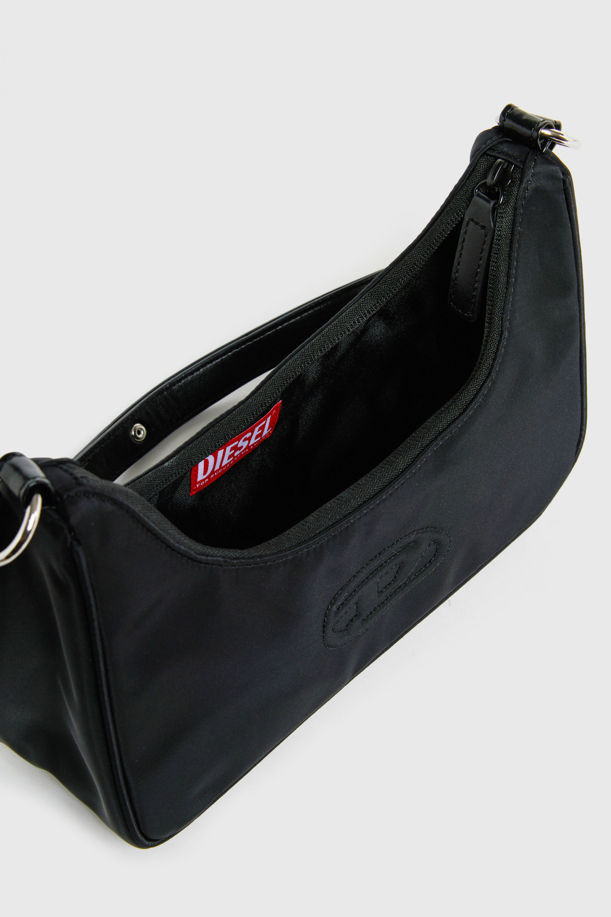 Diesel - WUNSY, WUNSY - Bolso de nylon con logo Oval D Mujer in Negro - 4