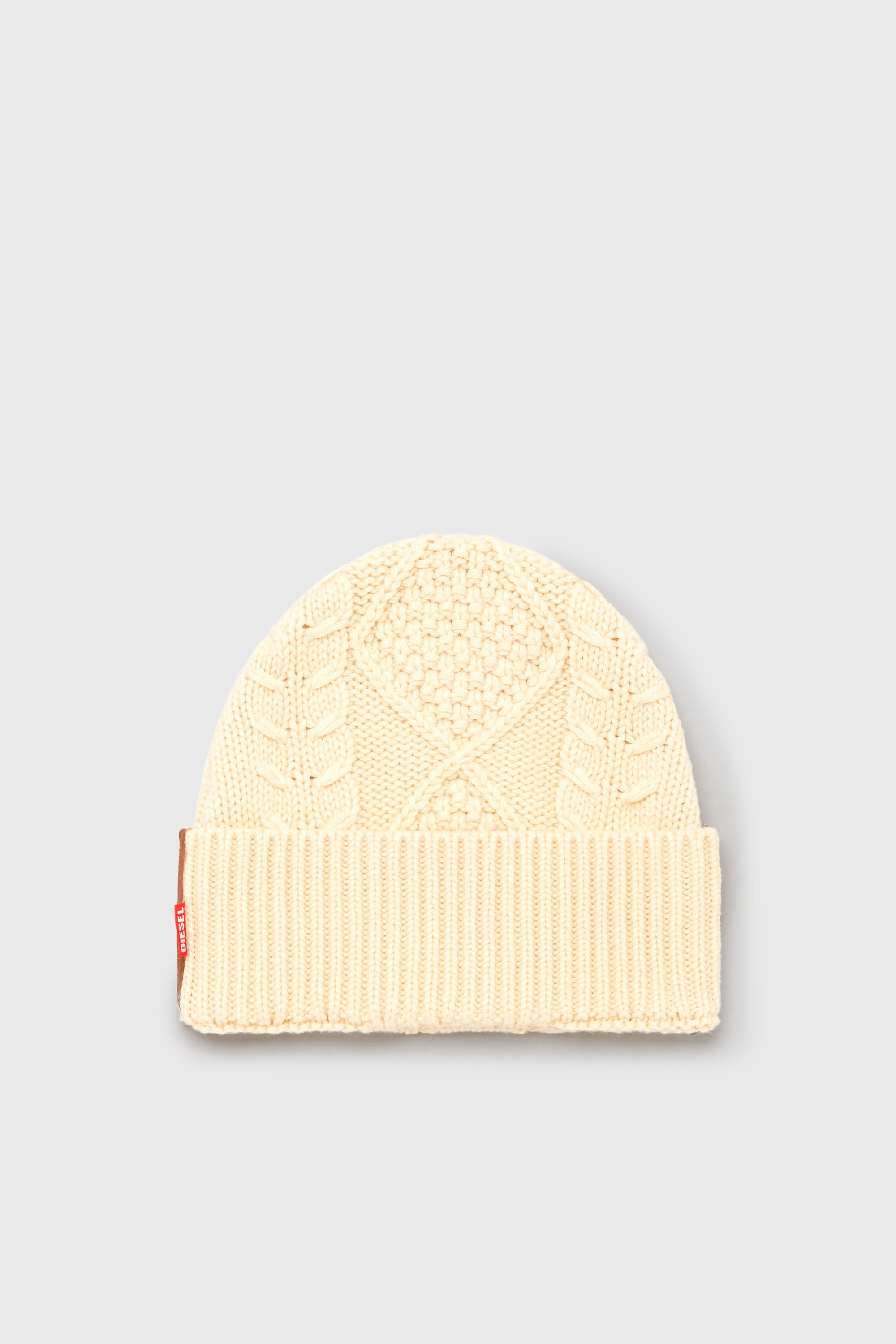 Diesel - K-INTELLO, Gorro de punto trenzado en lana y algod&oacute;n Unisex in Blanco - 1