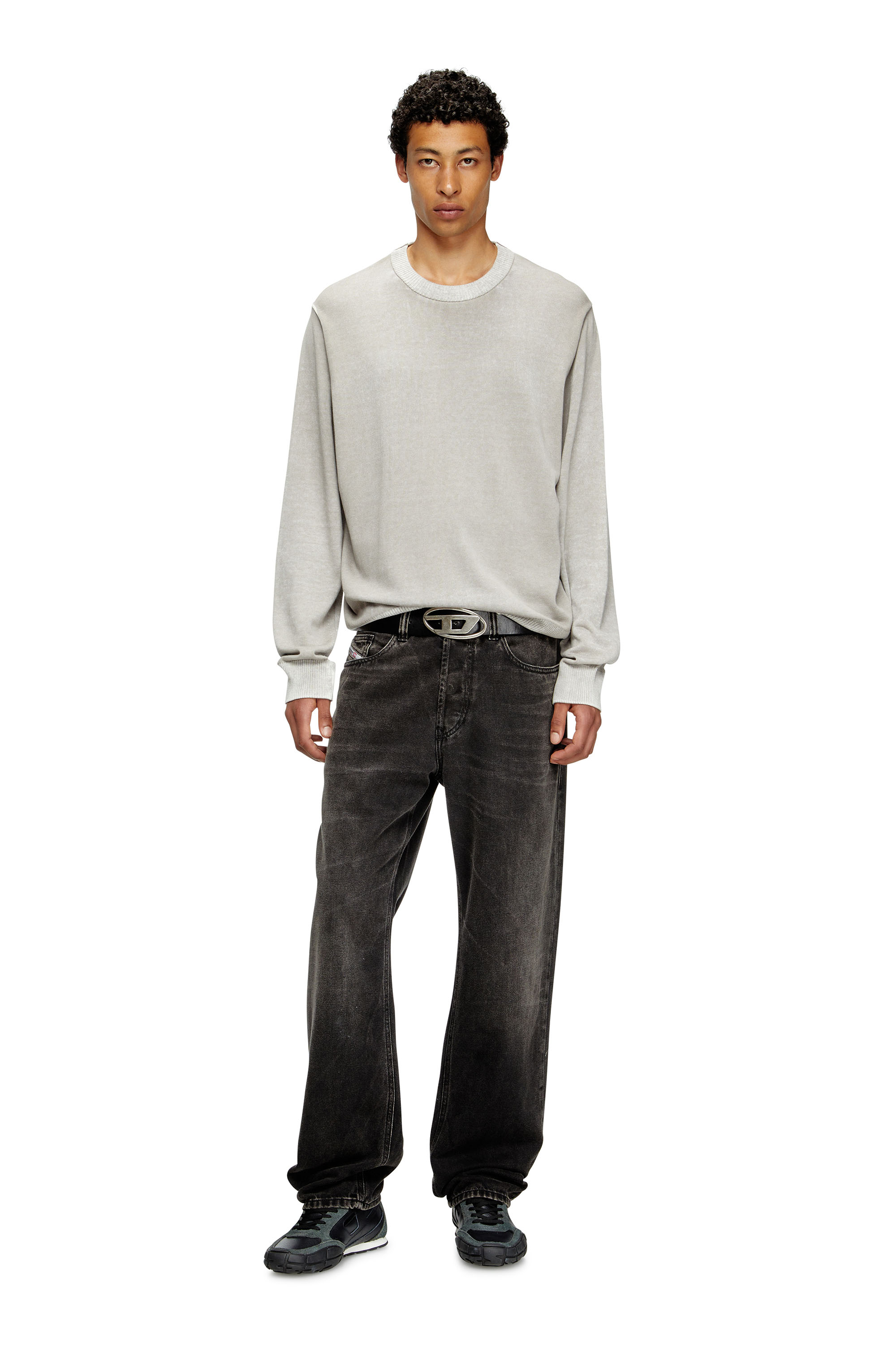 Diesel - K-LARENCE-B, Man's Reverse-print cotton jumper in Light Grey - 1