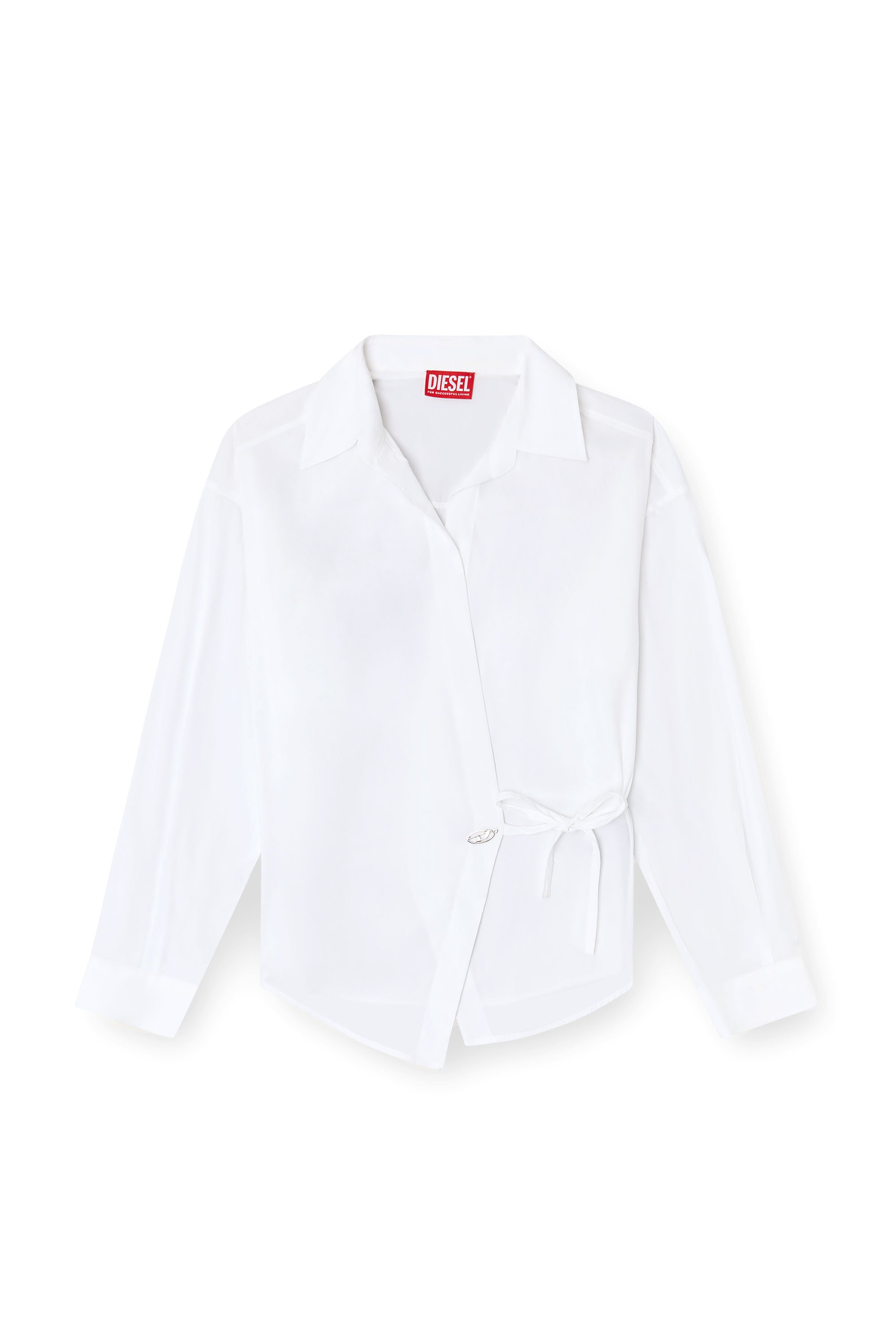 Diesel - C-DELPHI, Camisa envolvente con colgante del logotipo Mujer in Blanco - 3