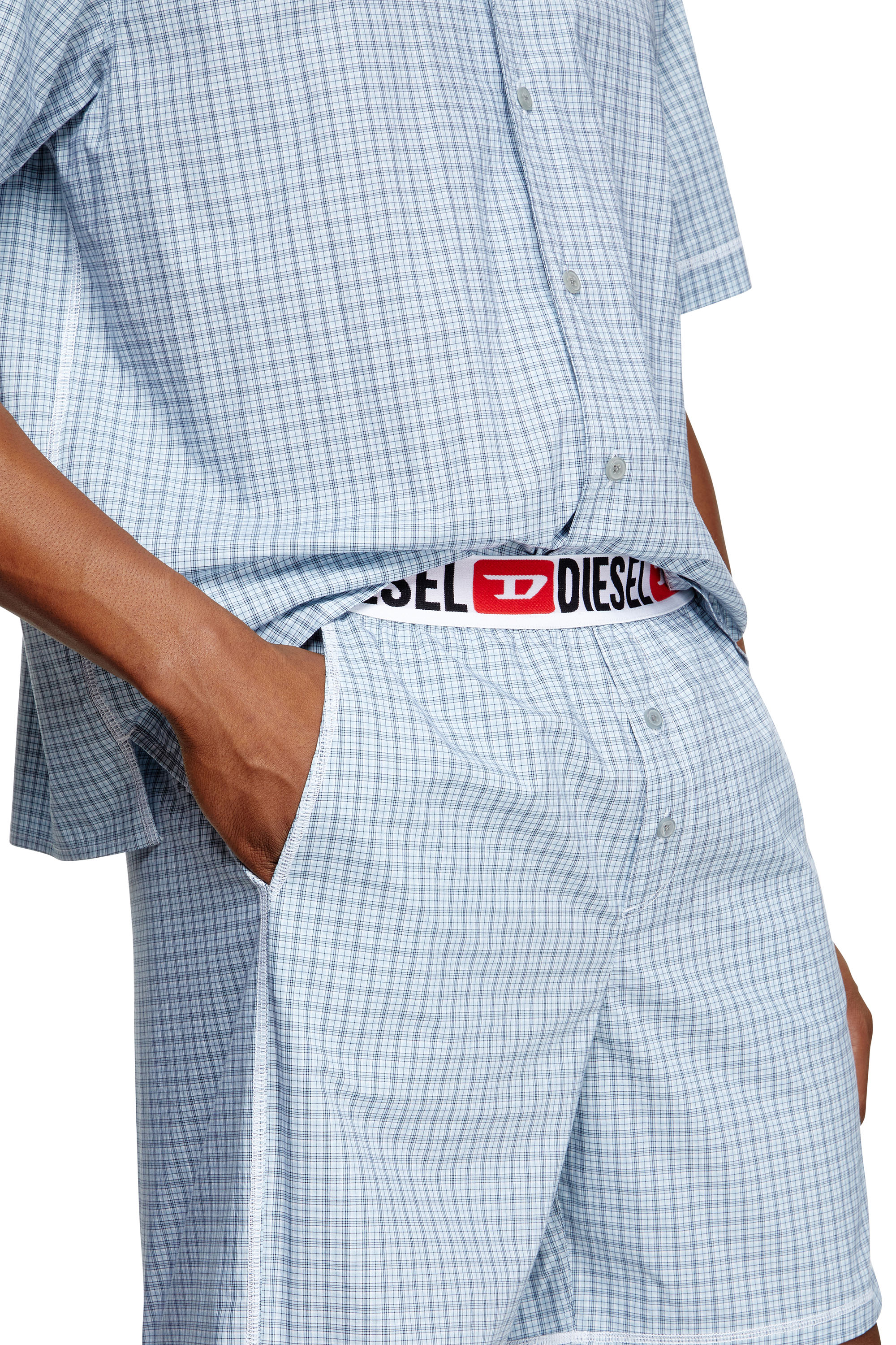 Diesel - SET-RAFAEL-D-CORE, Pijama corto de algodón a cuadros Hombre in Azul marino - 3