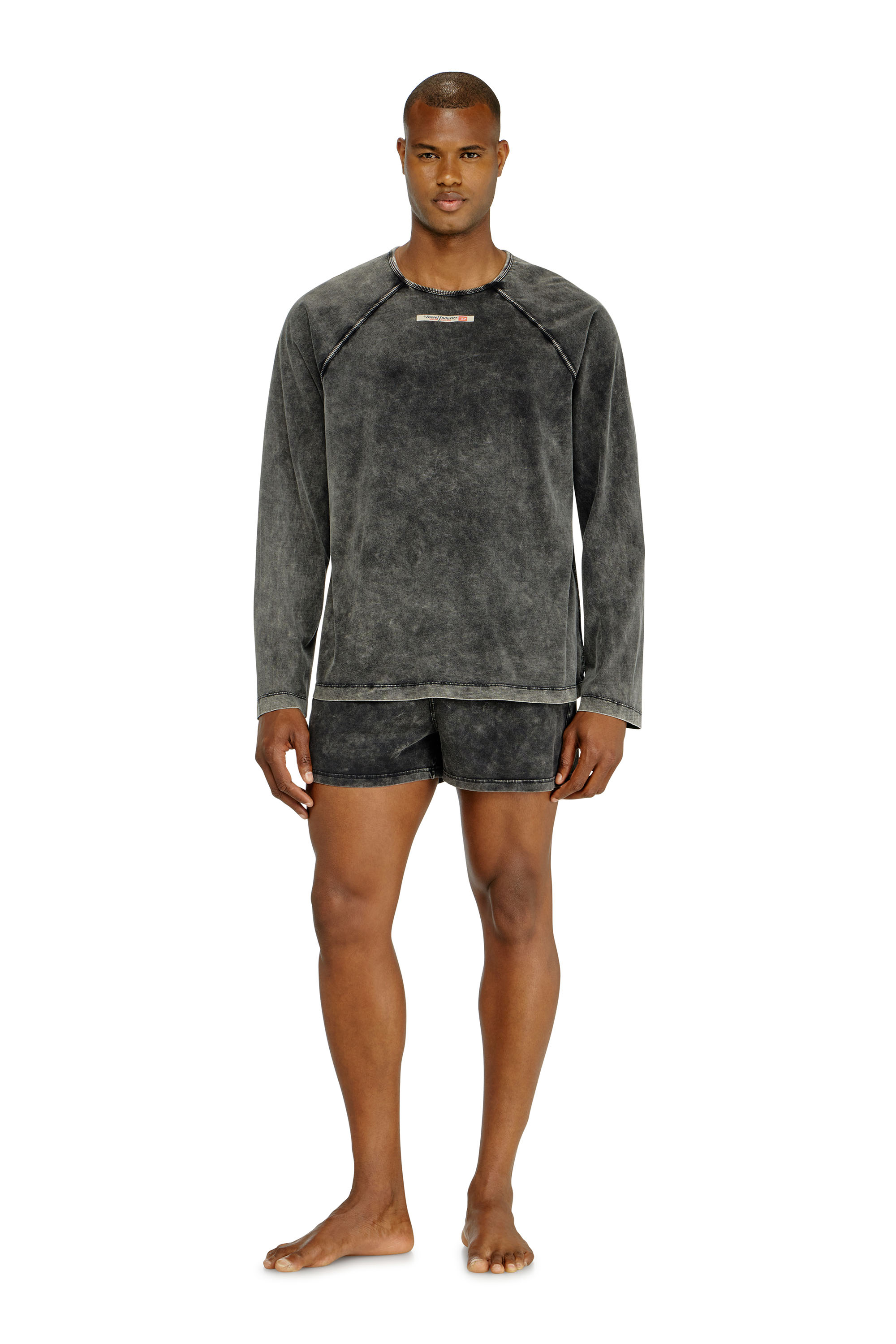 Diesel - BRYAN-DNM, Top de pijama de algod&oacute;n con patch de logo Hombre in Gris - 2