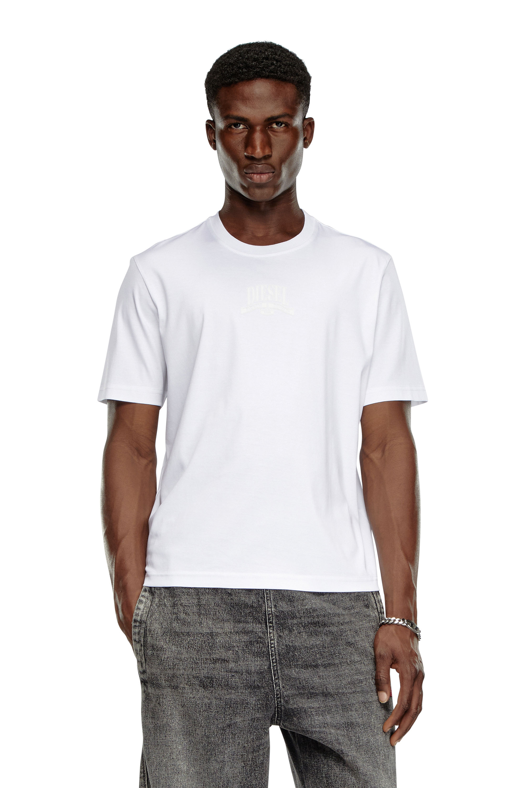 Diesel - T-MADJUST-K1, Camiseta de interlock con estampado Diesel a tono Hombre in Blanco - 3