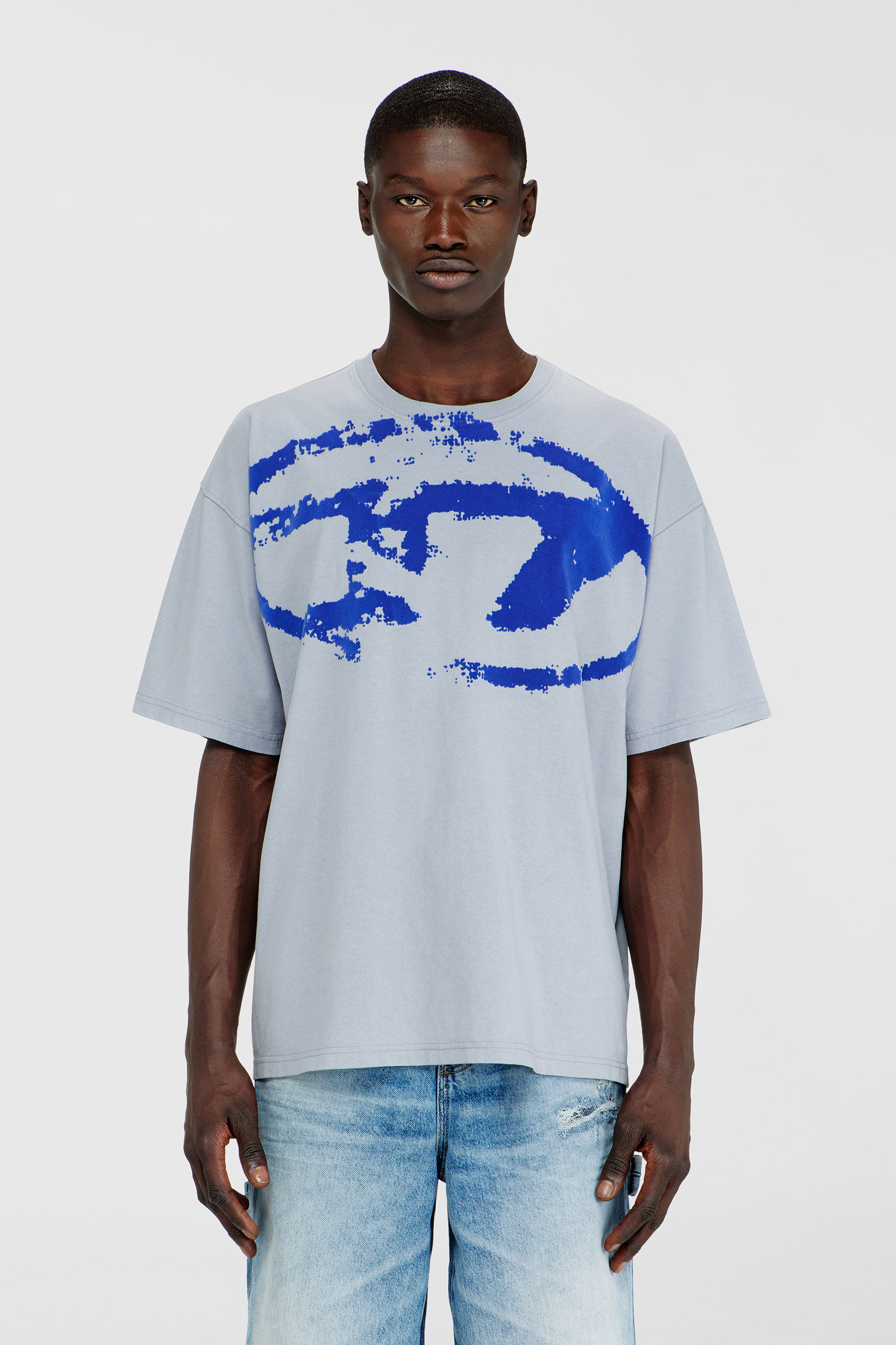 Diesel - T-BOXT-N14, Camiseta con logotipo desgastado en relieve Hombre in Azul marino - 1