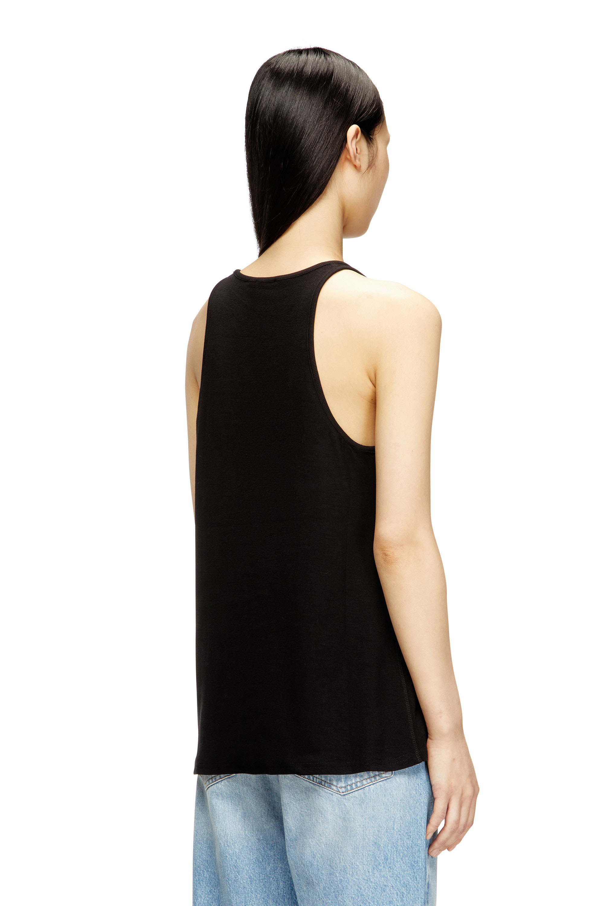 Diesel - T-IPSYA-LKDS, Camiseta con tirantes de canalé con Oval D Mujer in Negro - 4