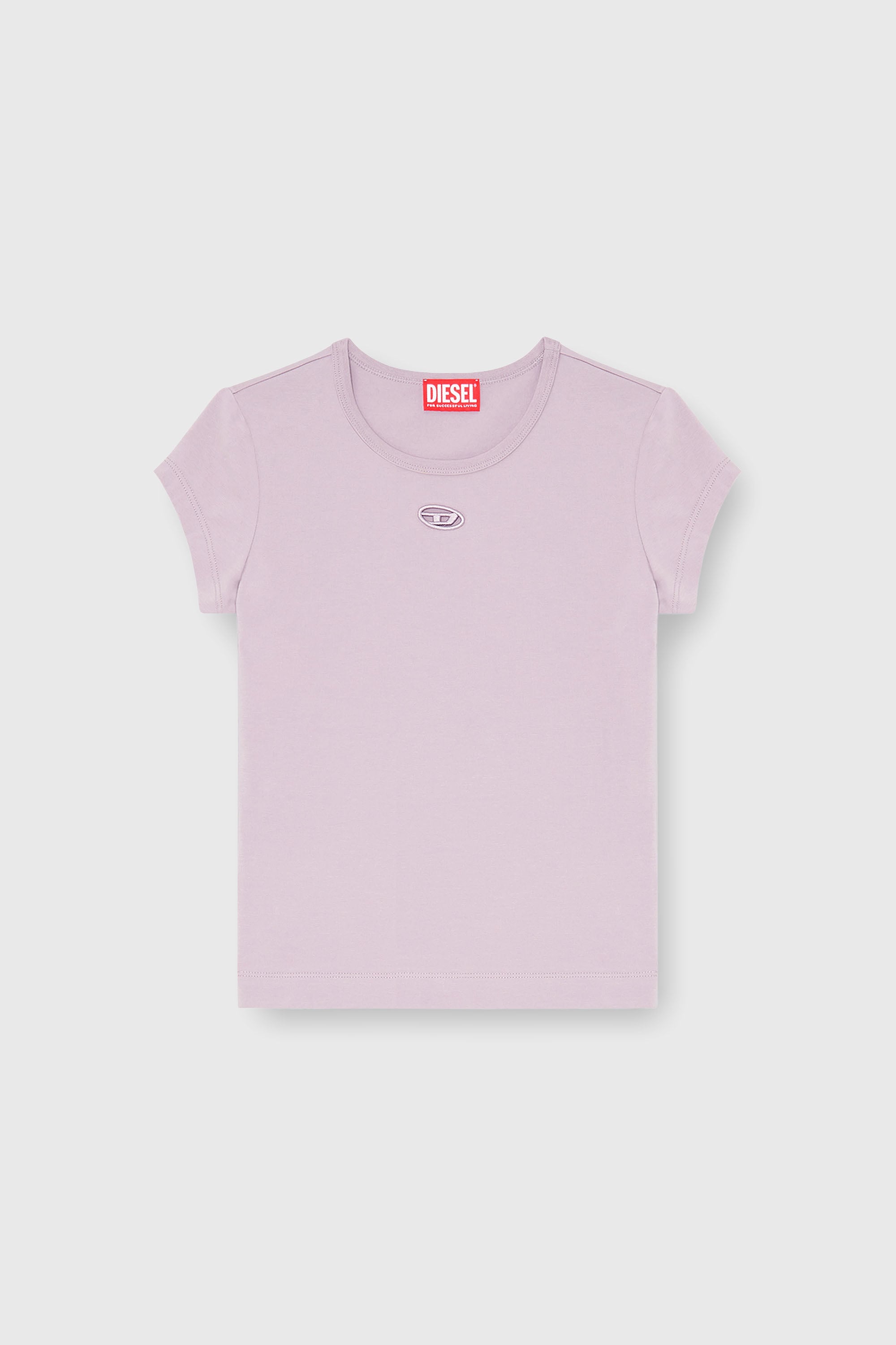 Diesel - T-ANGIE-OD, Camiseta con logotipo bordado con abertura Mujer in Morado - 2