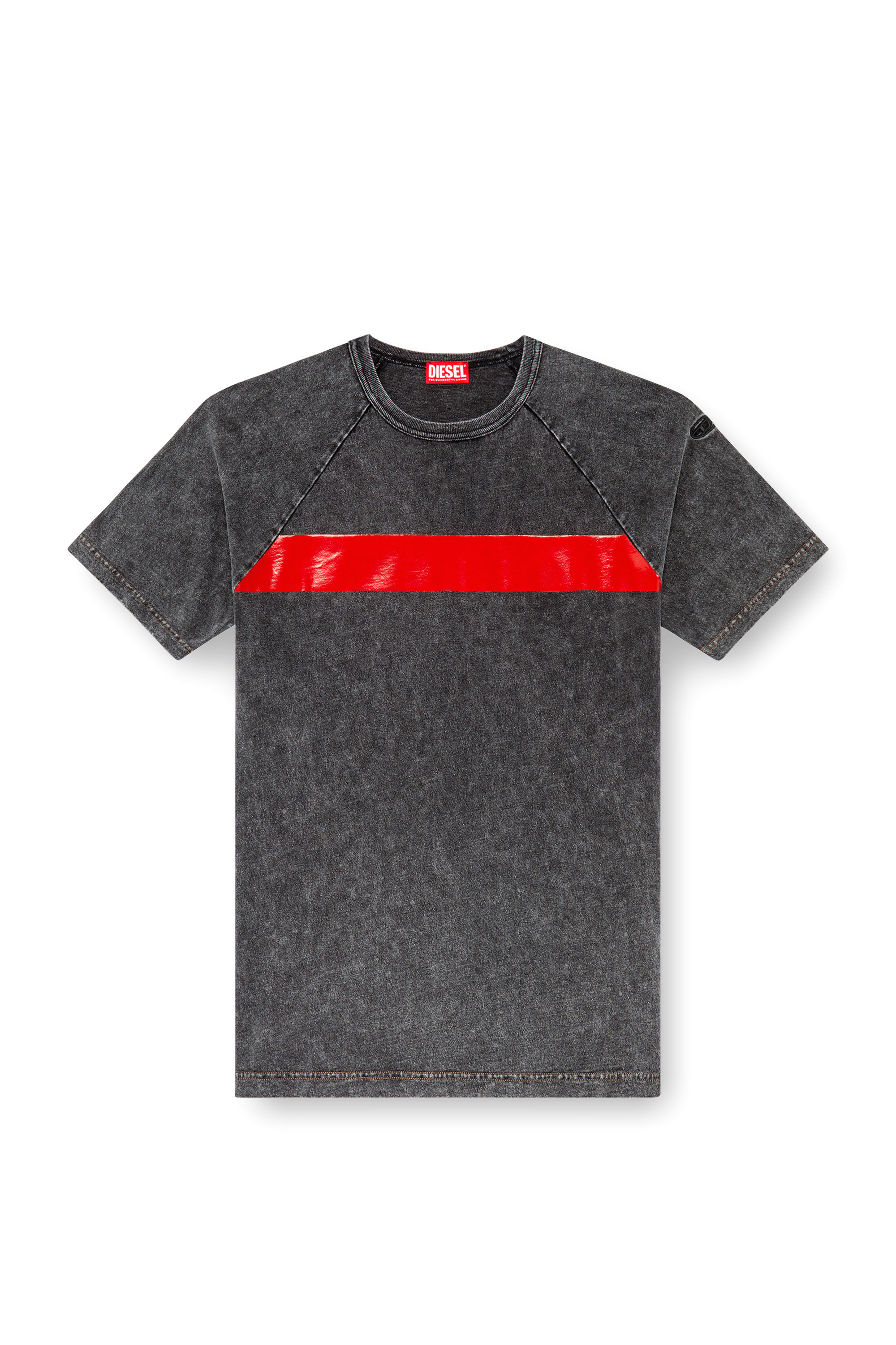 Diesel - T-RADJUST-Q1, Hombre Camiseta con efecto mármol y banda brillante in Negro - Image 3