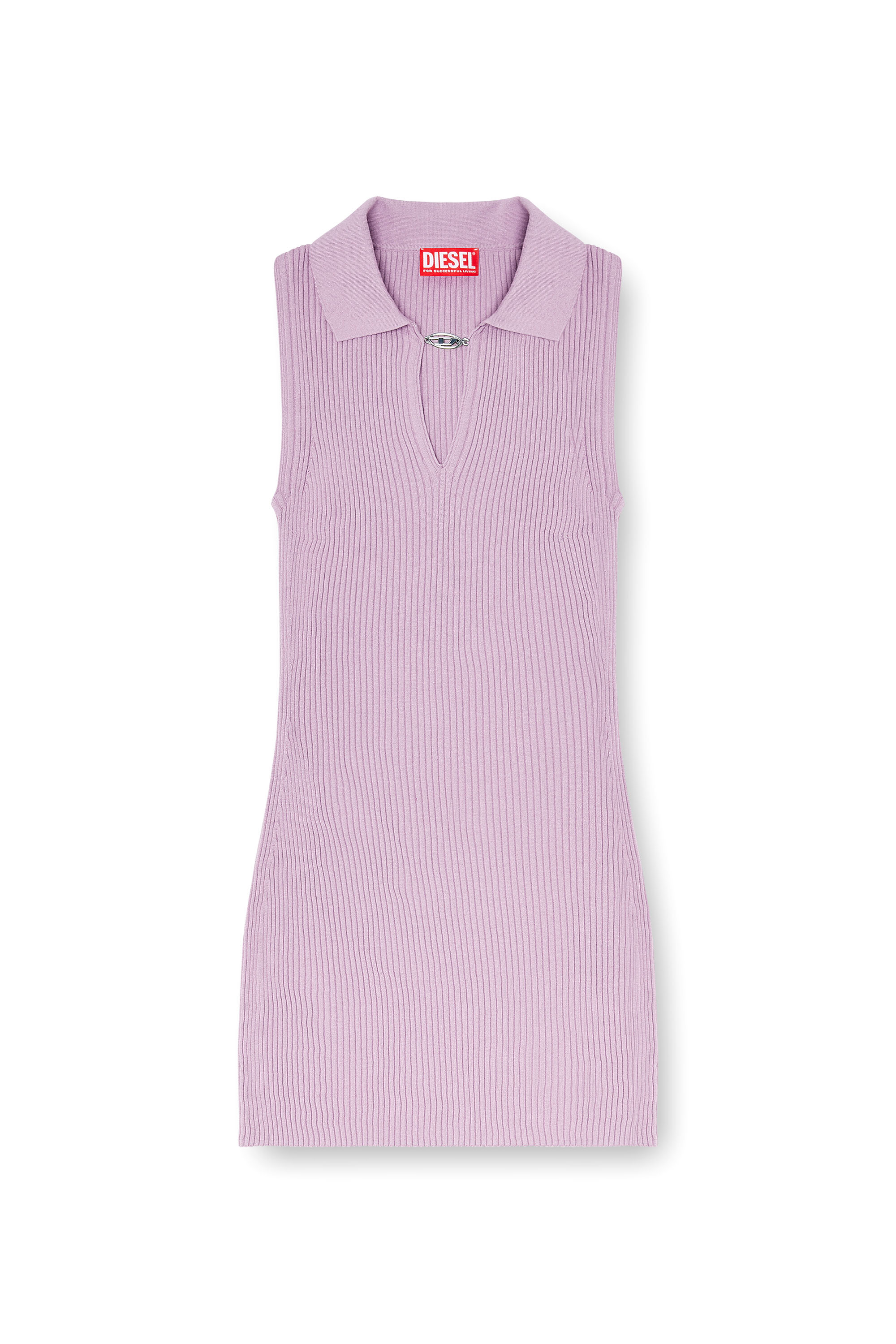 Diesel - M-LILMA, Vestido polo corto de punto acanalado mezcla de seda Mujer in ToBeDefined - 1
