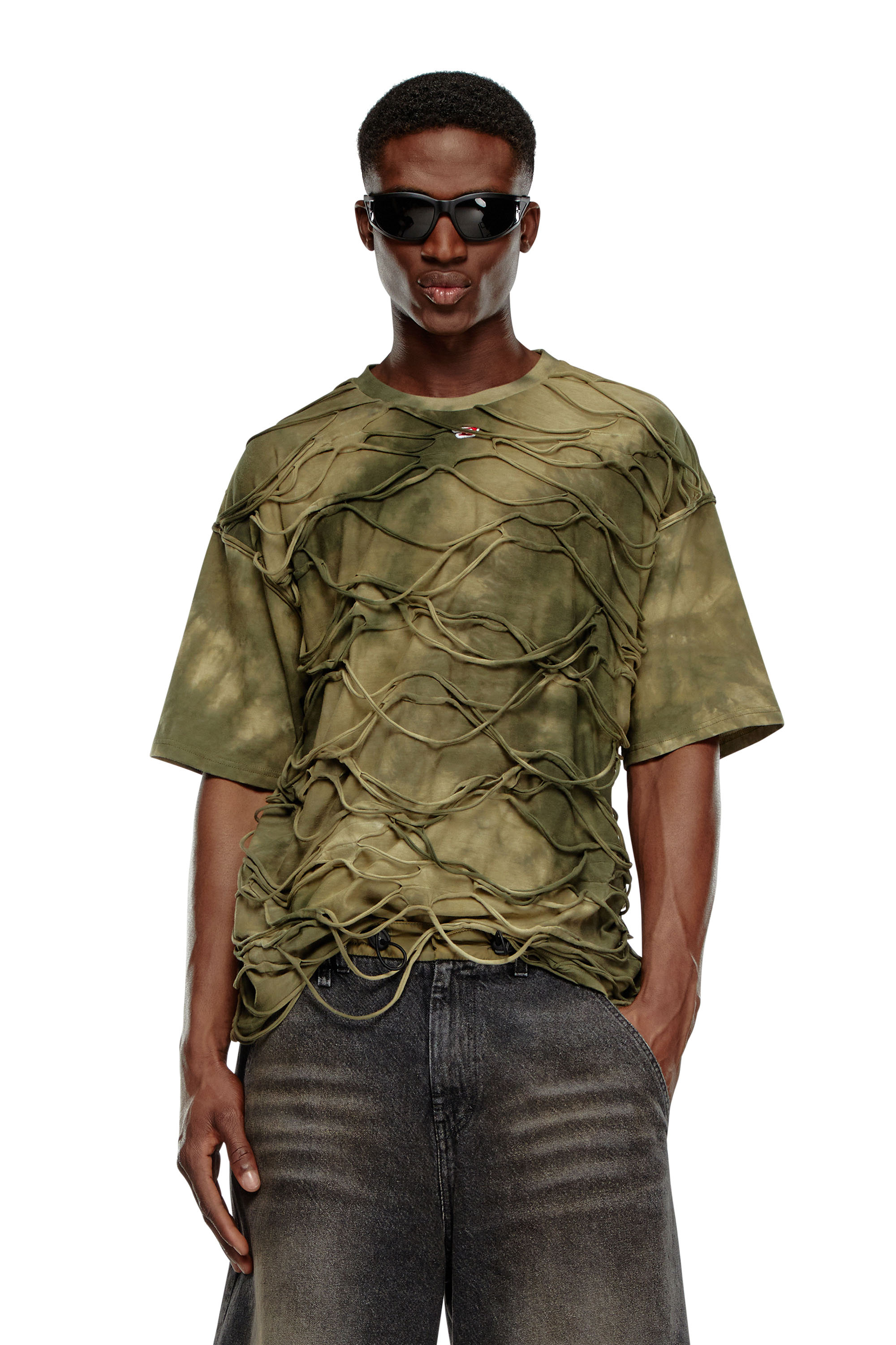 Diesel - T-BOXKET, Hombre Camiseta con hilos flotantes in Verde - Image 1