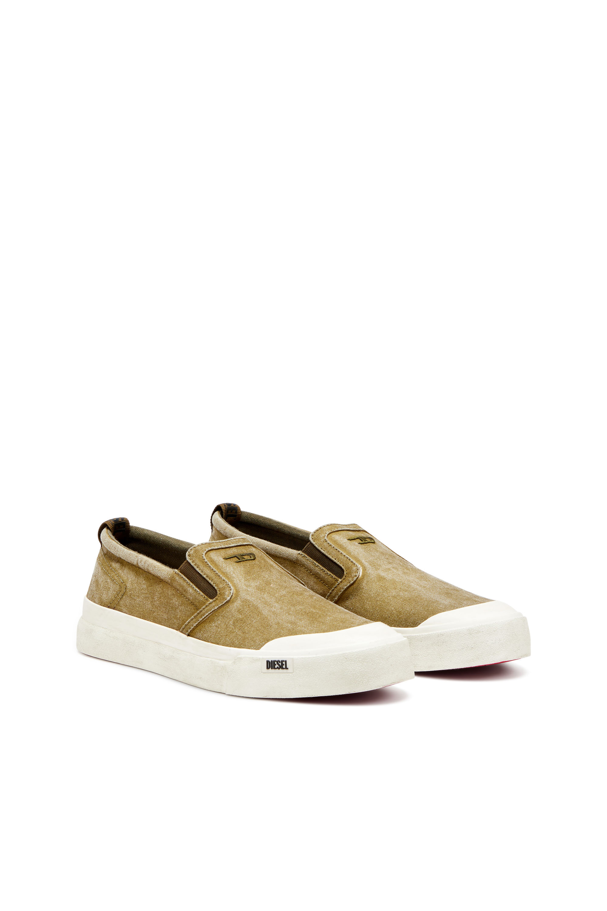 Diesel - S-ATHOS SLIP ON, Man Canvas slip-on sneakers with D embroidery in Brown - Image 3