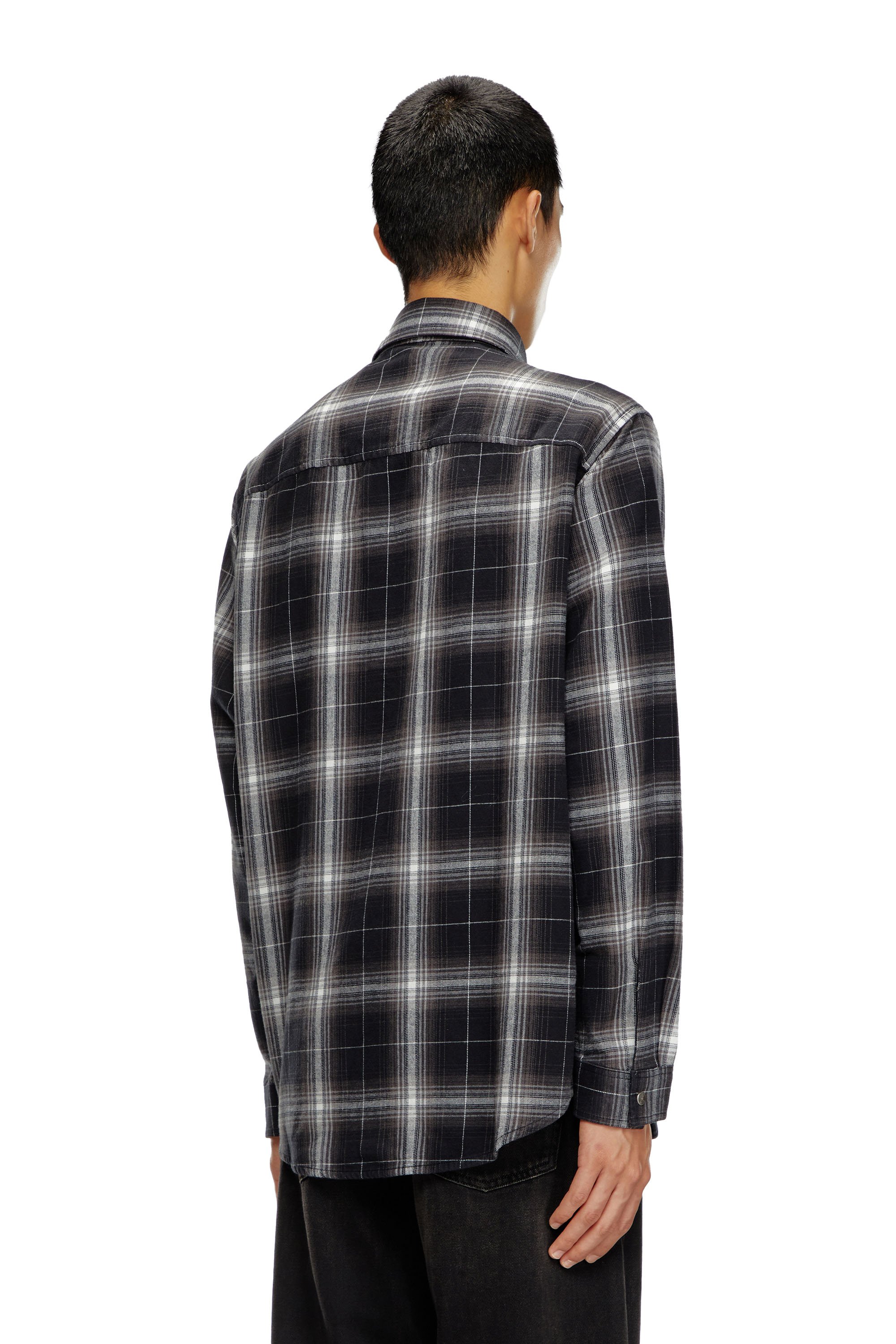 Diesel - S-SIMPLY-A, Hombre Camisa de franela a cuadros in Negro - Image 4