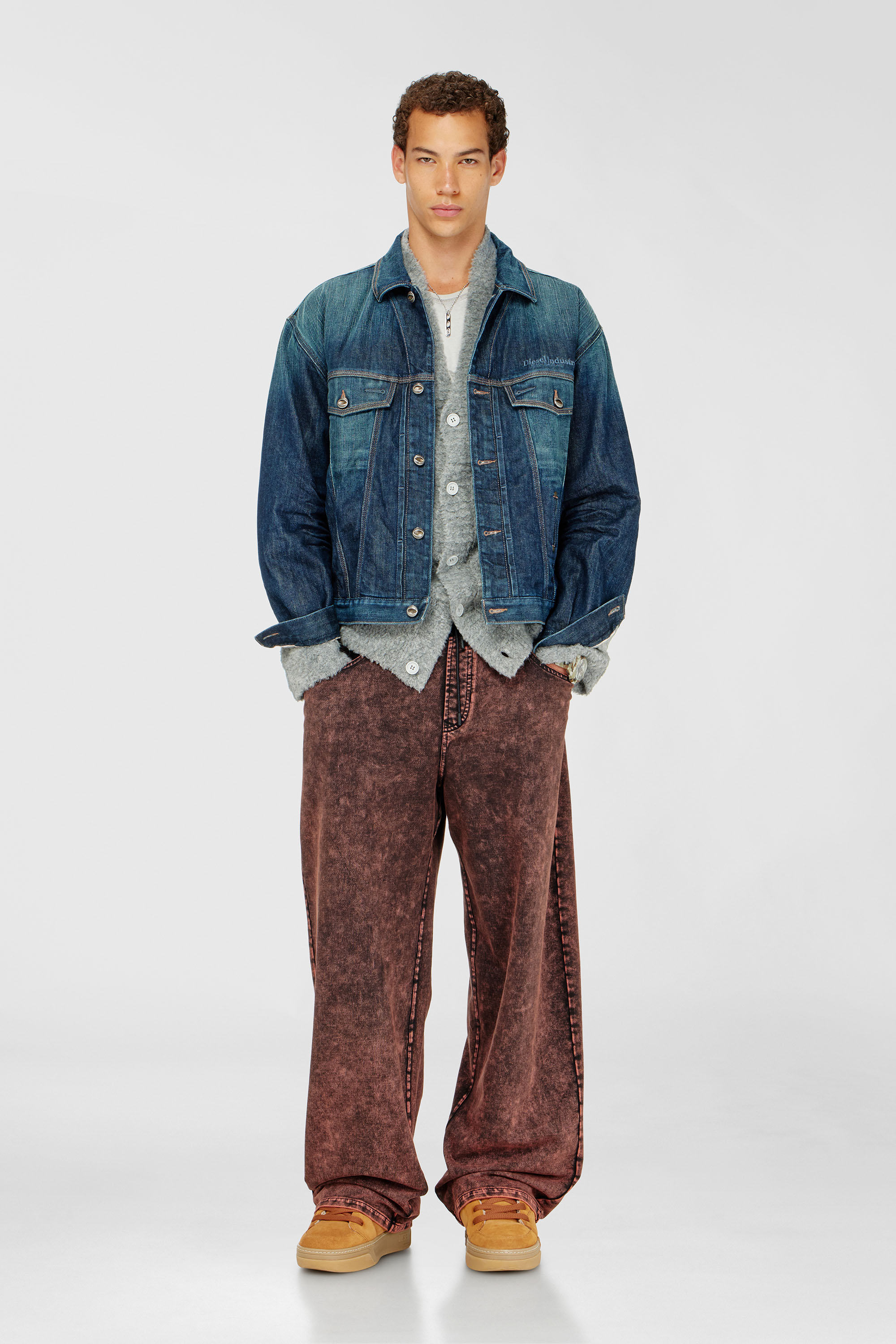 Diesel - P-STUK, Pantal&oacute;n de ch&aacute;ndal efecto denim Hombre in Rojo - 1