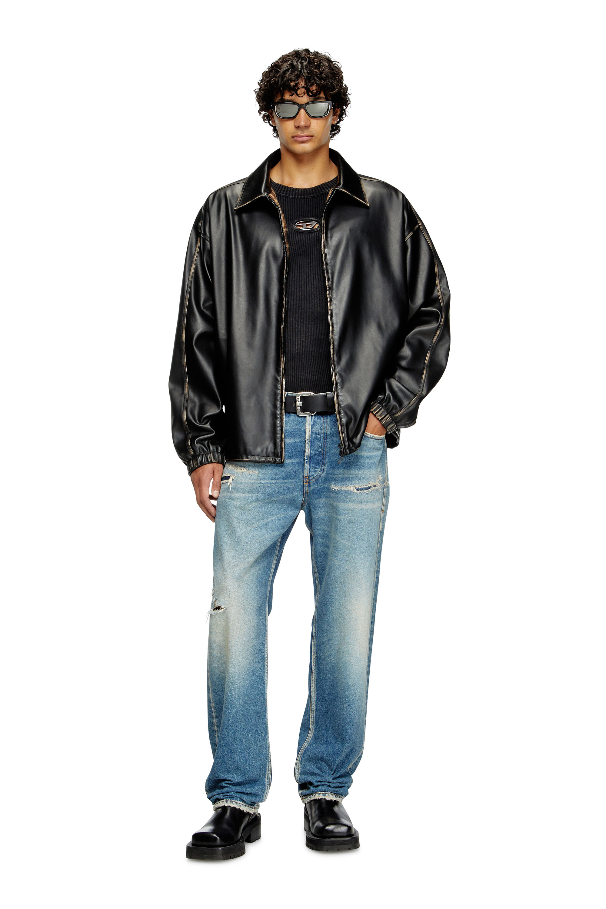 Diesel - K-DARIN-D, Jersey desgastado con logotipo recortado Hombre in Negro - 1