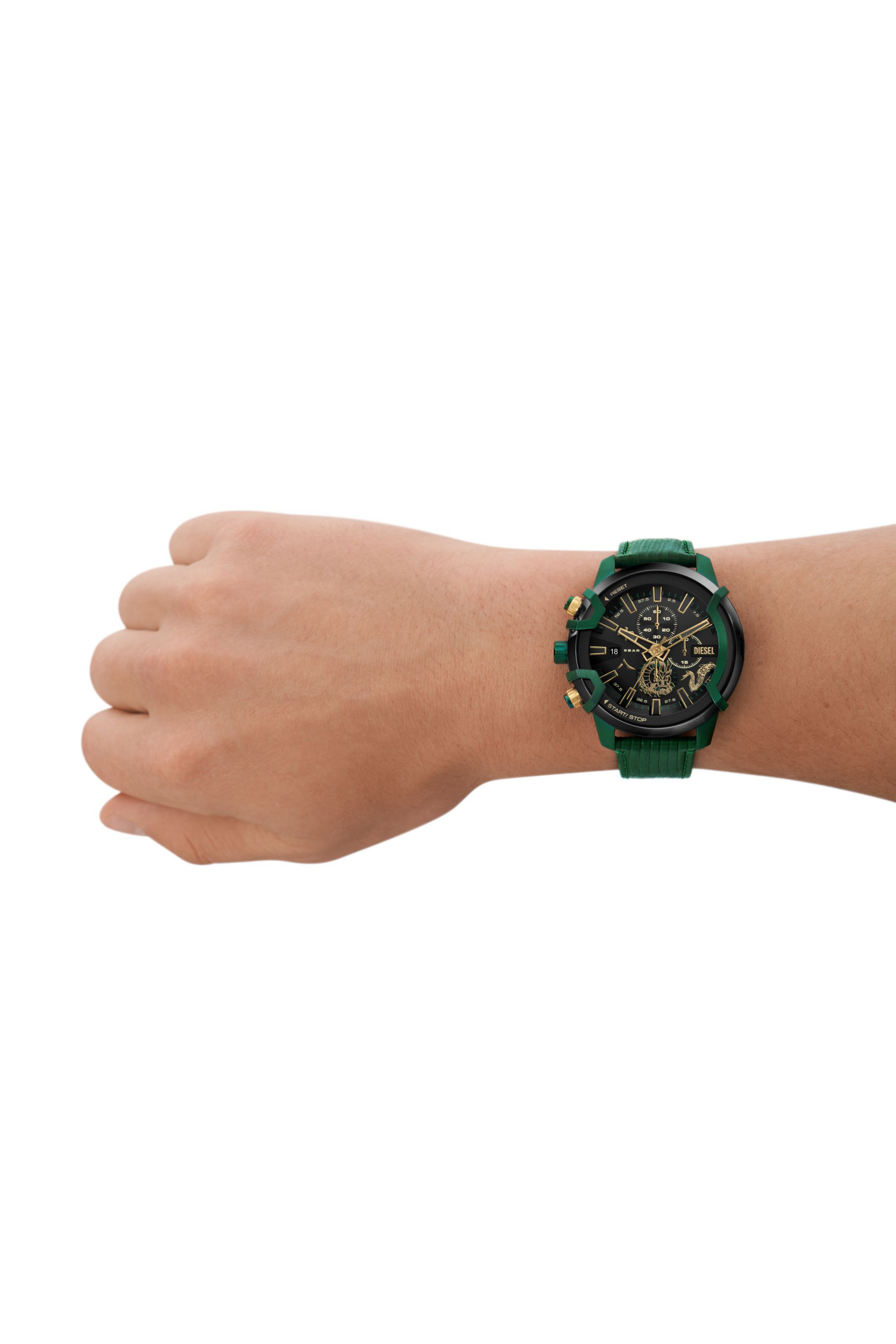 Diesel - DZ4651, Reloj Griffed de cuero verde con cronógrafo Hombre in Verde - 4