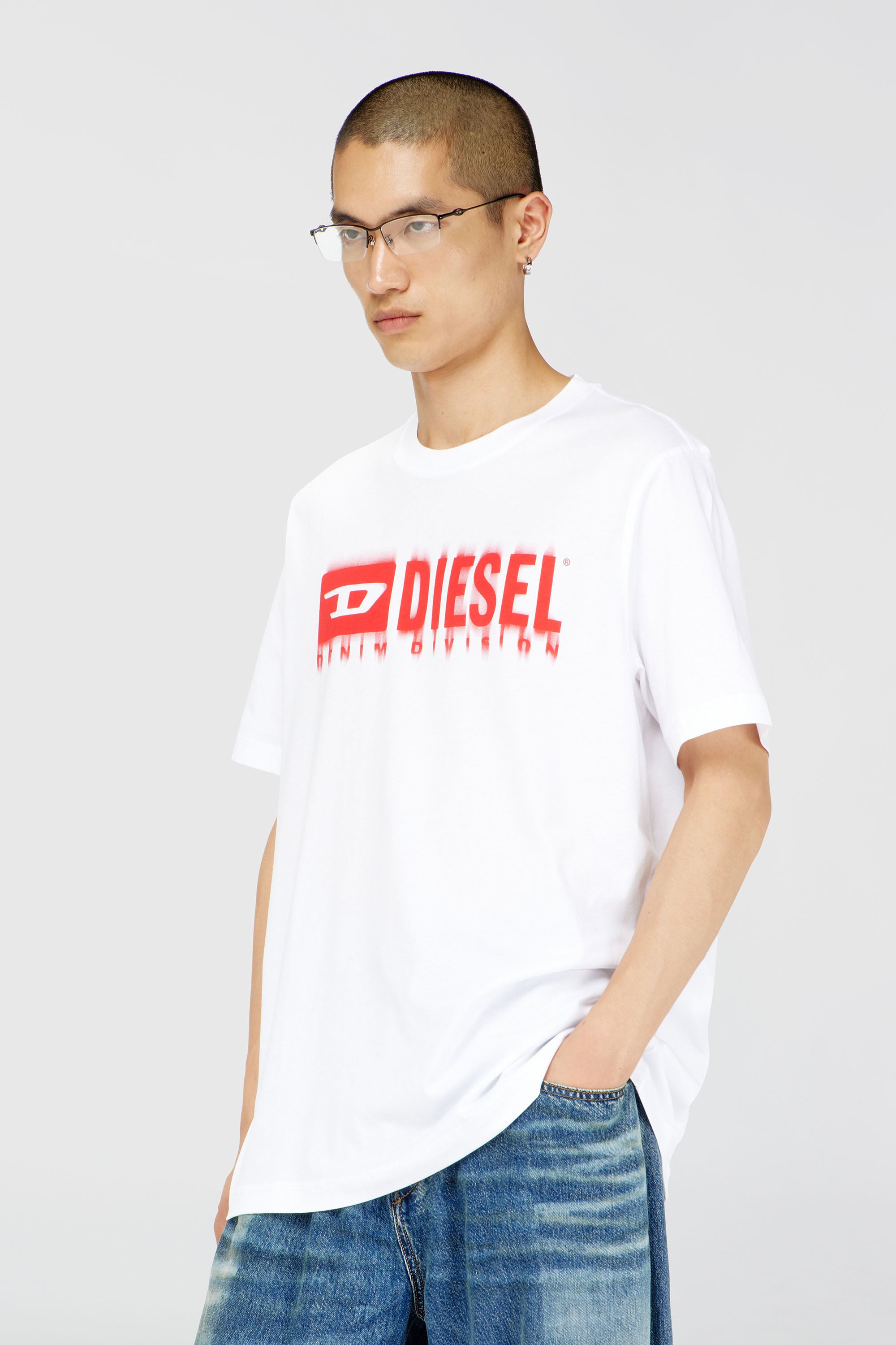 Diesel - T-ADJUST-Q7, Camiseta con logotipo Diesel borroso Hombre in Blanco - 1