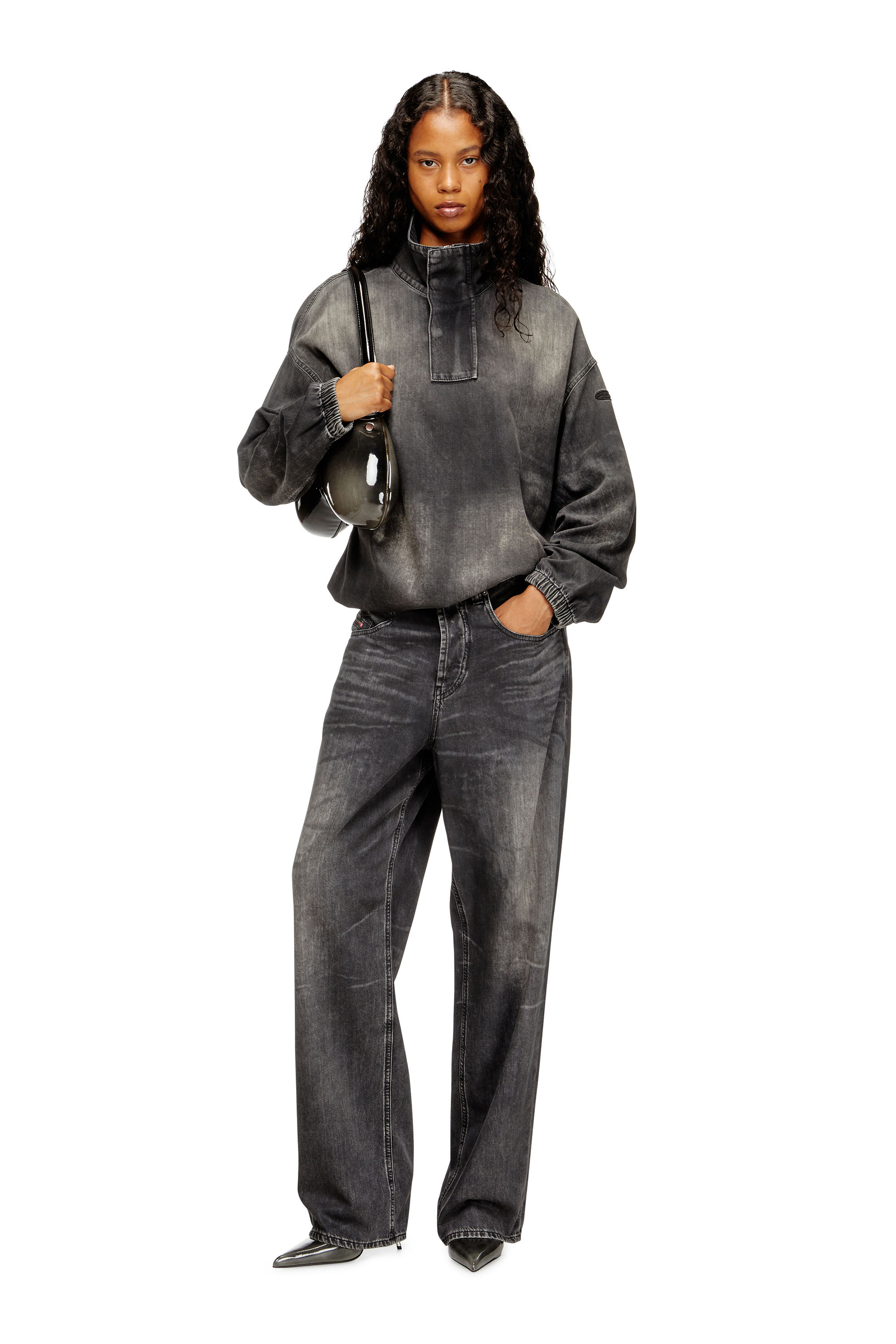 Diesel - D-FLOW-S3, Top de denim con cuello alto Unisex in Negro - 4