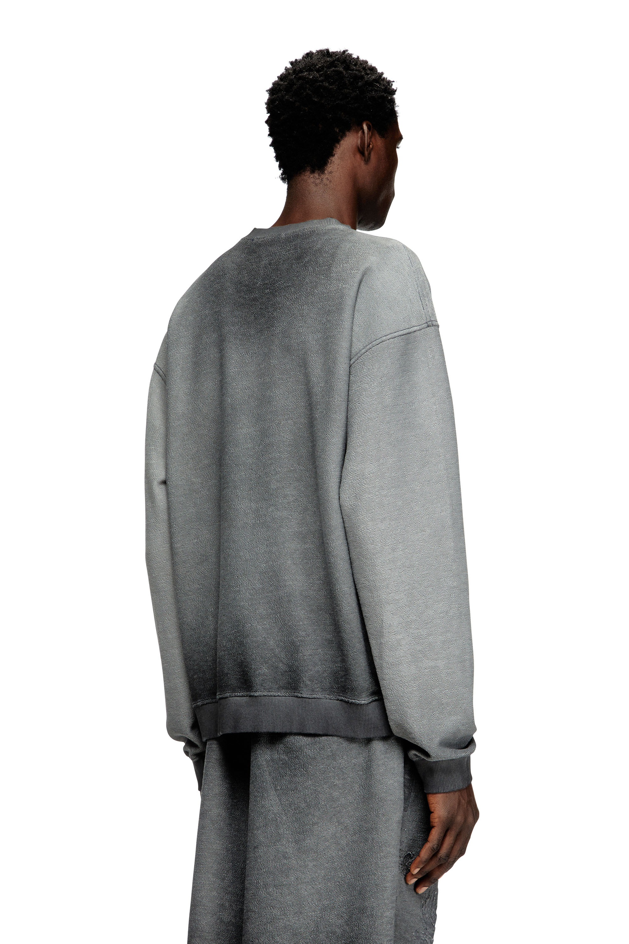 Diesel - S-ARON, Sudadera desteñida con logotipo Phoenix devoré Hombre in Gris - 4