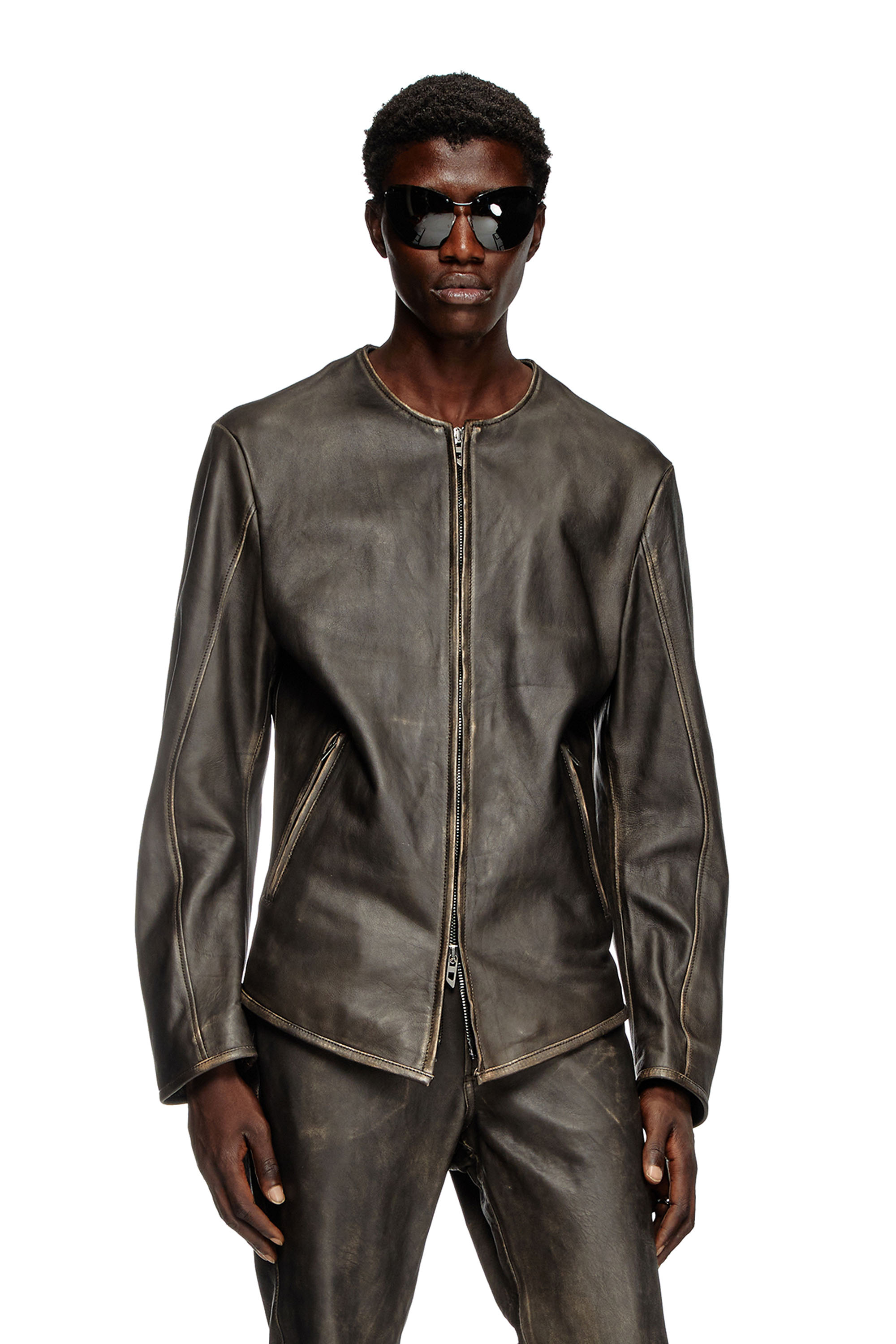 Distressed leather jacket hotsell