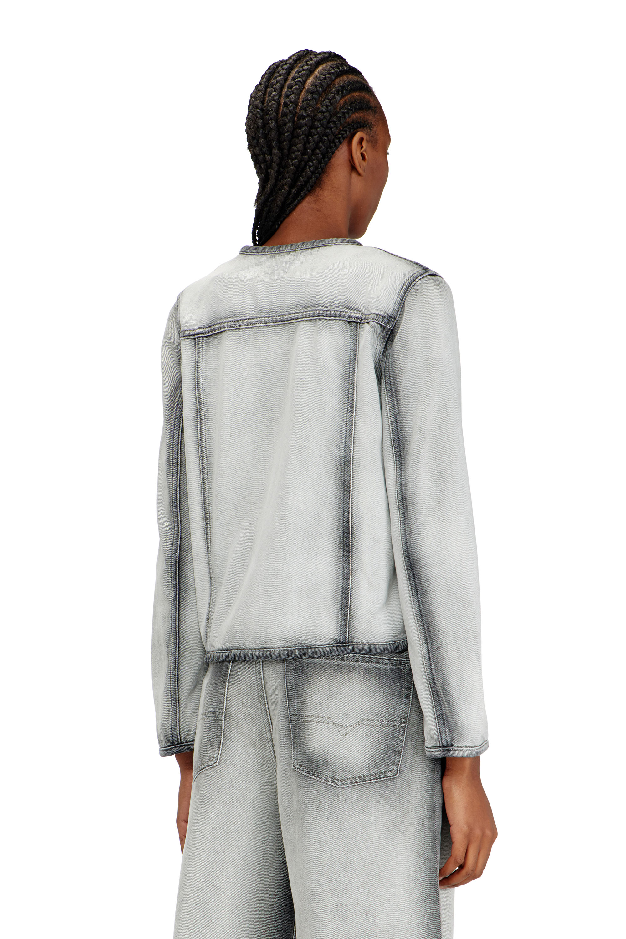 Diesel - DE-GRAFY-FSI, Chaqueta en denim skeleton suave Mujer in Gris - 4