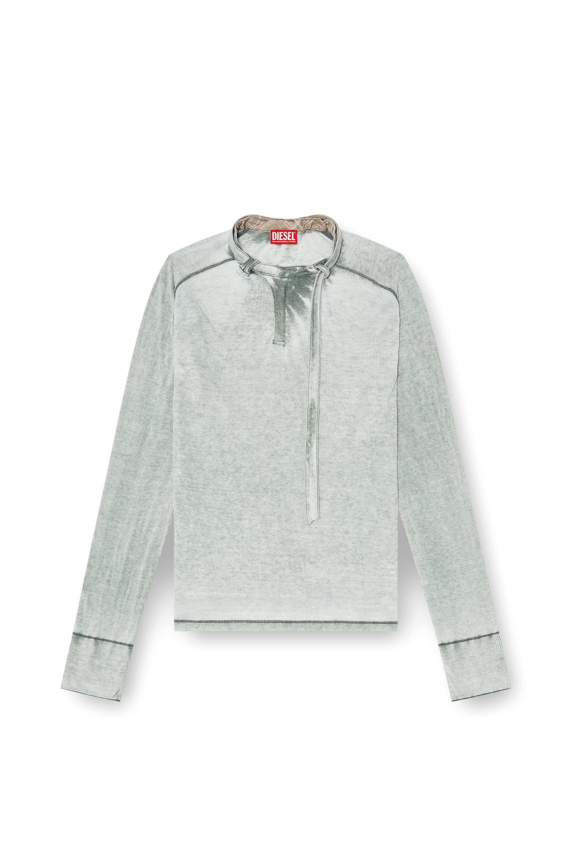 Diesel - T-GOHAN, Top de canal&eacute; de jersey con tira tipo biker en el cuello Hombre in Gris - 2