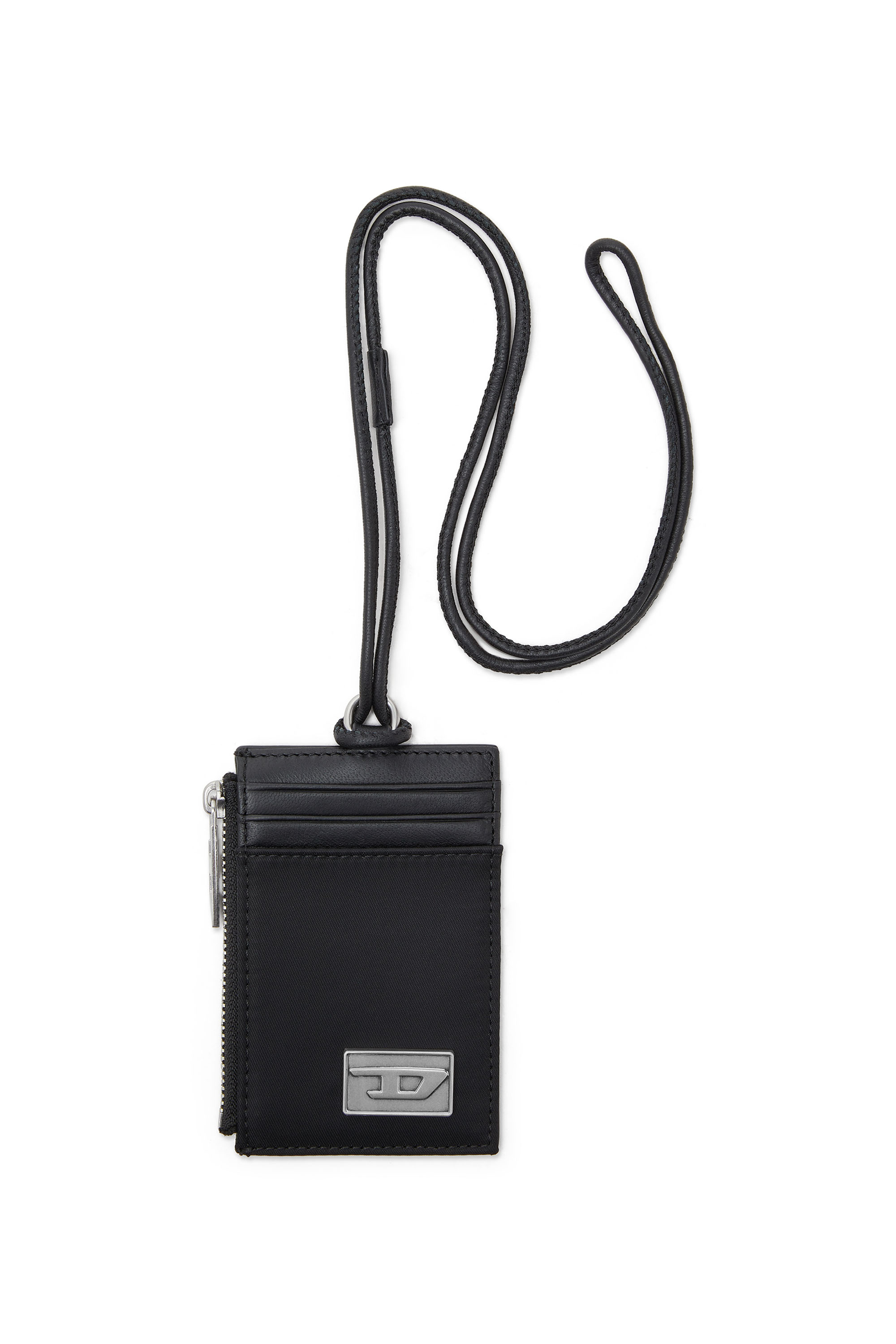 Diesel - MULTI-PKTS BADGE HOLDER, Portatarjetas de cuero con bolsillo de cremallera Hombre in Negro - 1