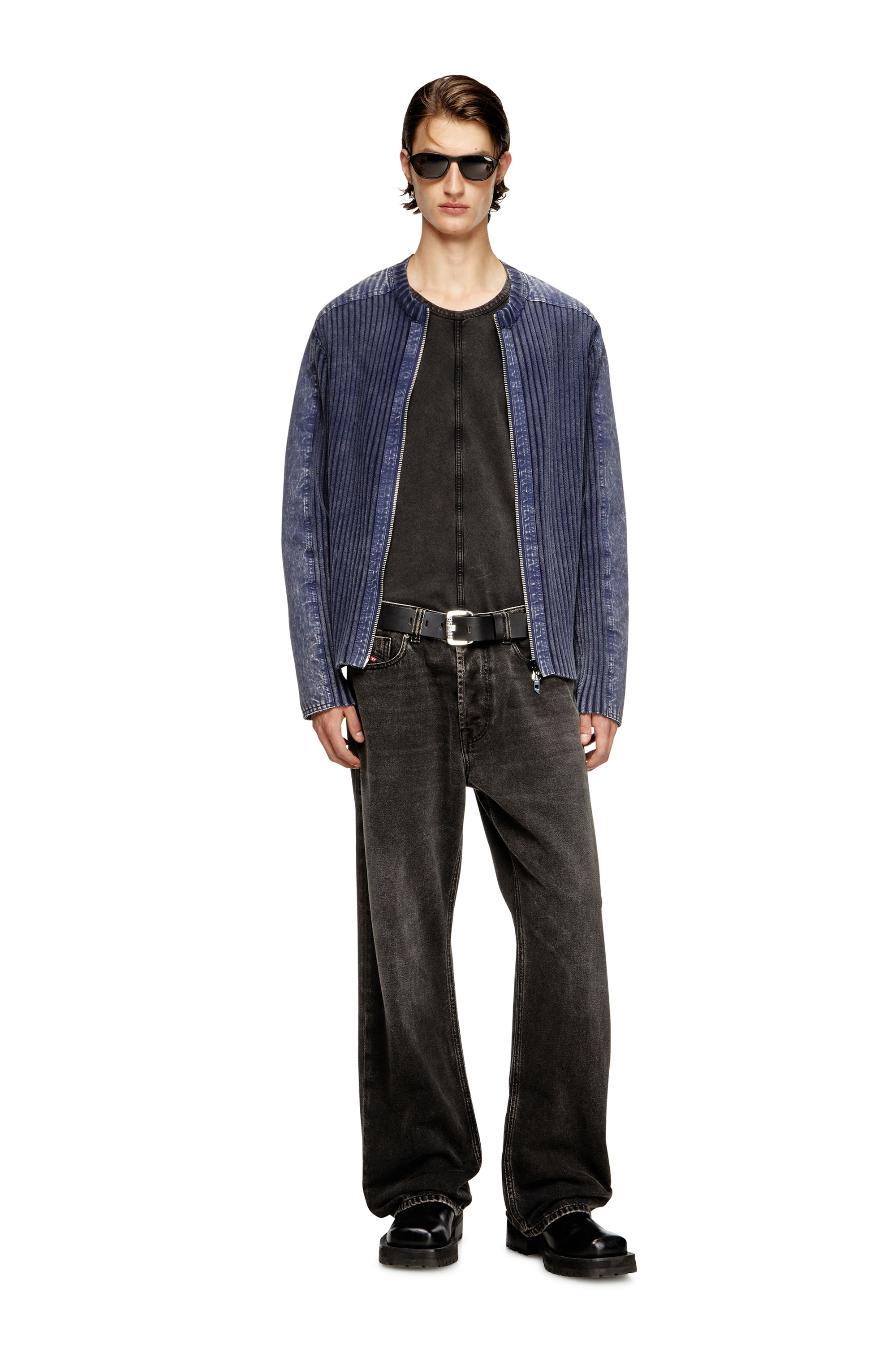 Diesel - K-MATTY, Cárdigan con cremallera y bandas de denim en las mangas Hombre in ToBeDefined - 2
