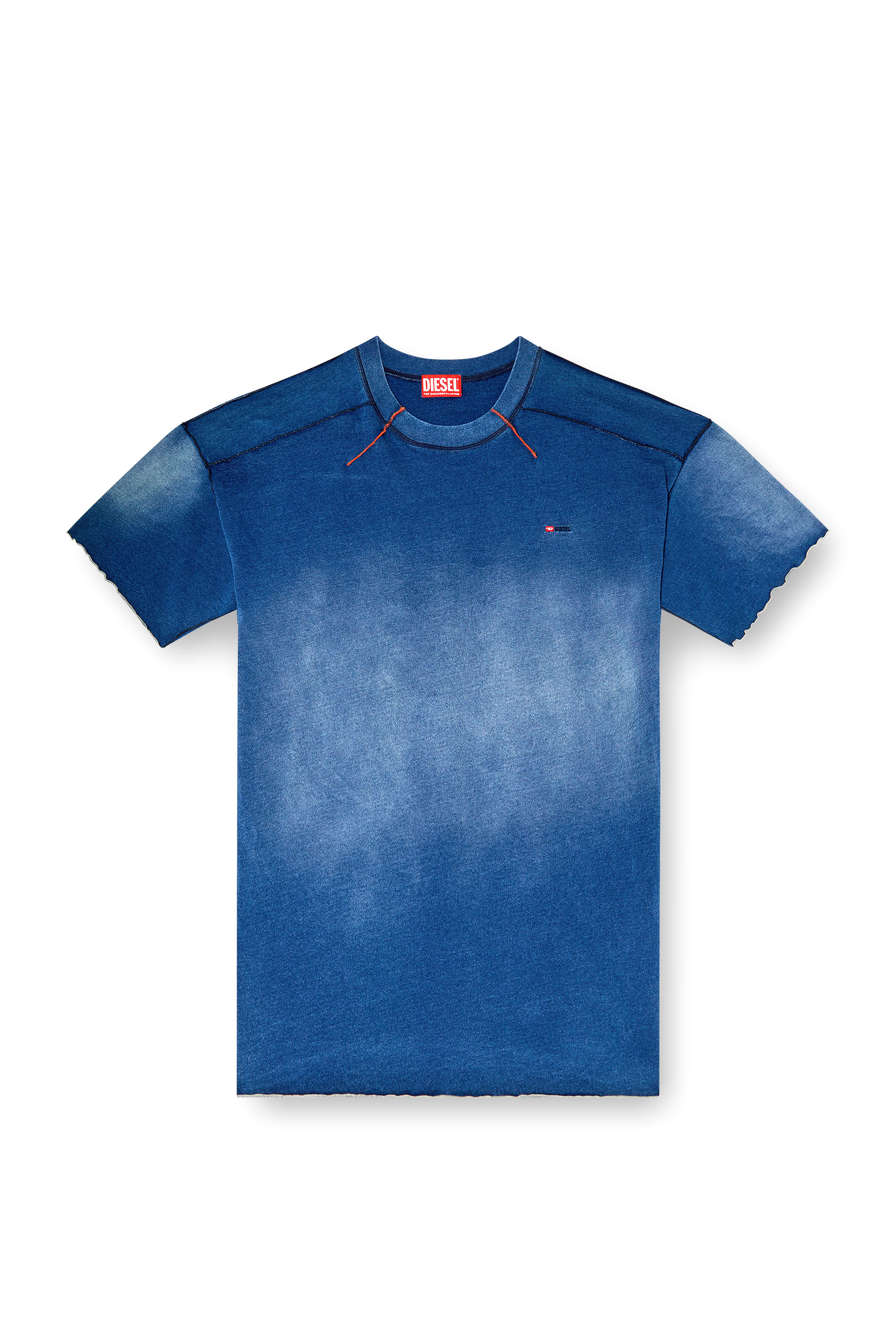 Diesel - T-CRAO-BOXT, Camiseta desteñida con logotipo pequeño Hombre in Azul marino - 3