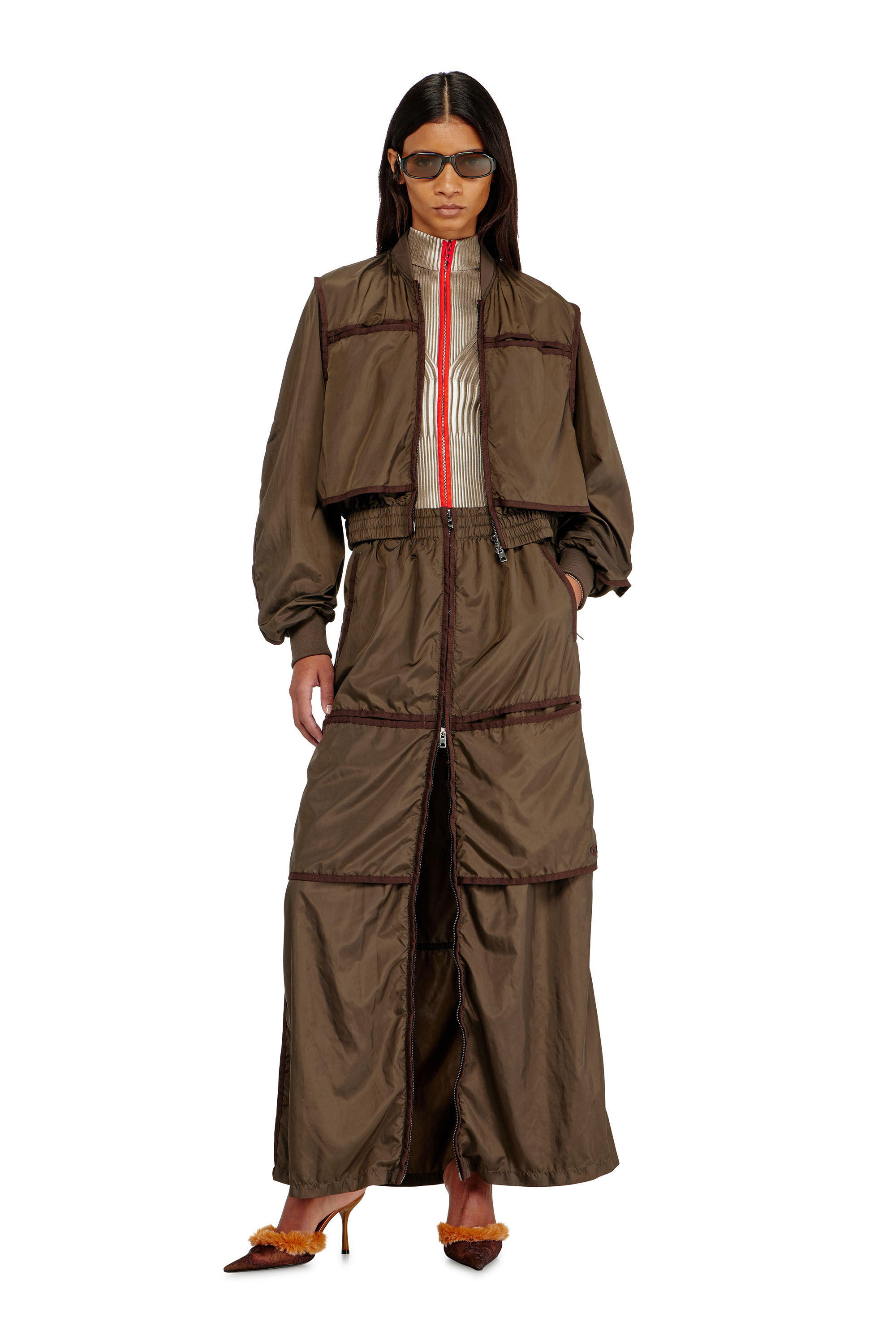 Diesel - O-HYTON, Falda maxi tipo windbreaker con cremallera frontal Mujer in ToBeDefined - 1