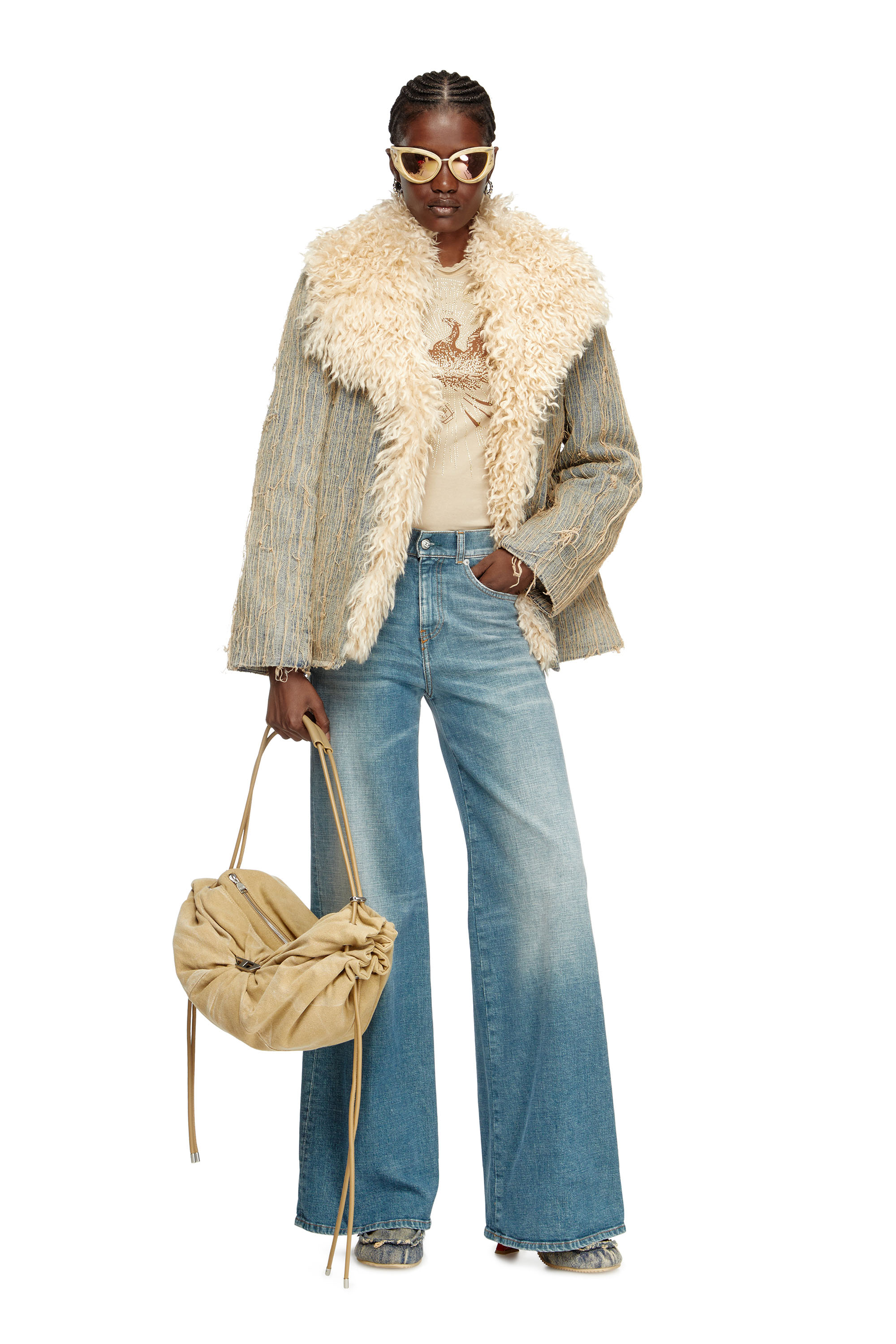 Diesel - DE-ACONIC-S, Chaqueta de denim jacquard con hilos flotantes Mujer in Azul marino - 2