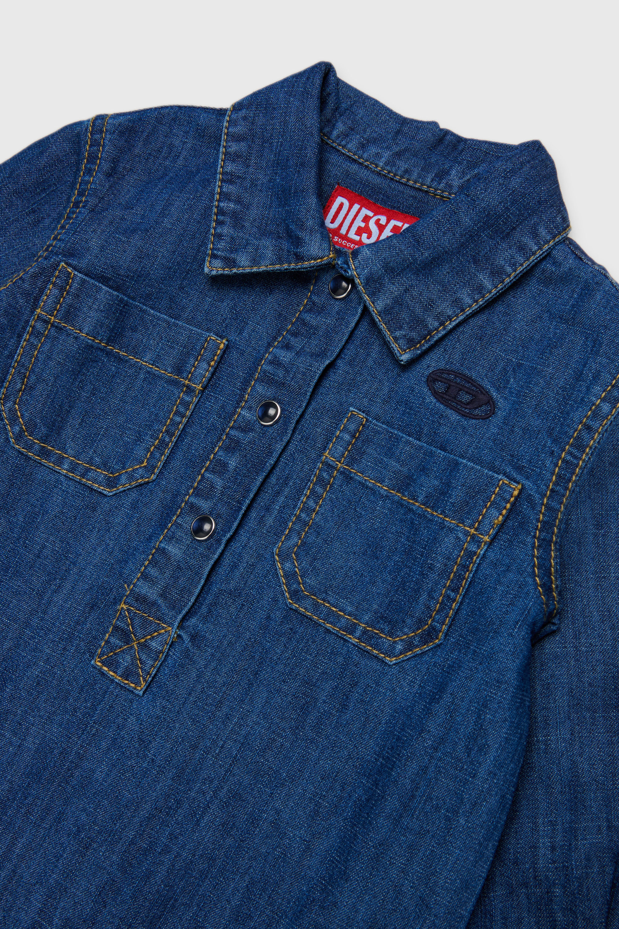 Diesel - DELBIB, Vestido camisero vaquero con Logo Oval D bordado Mujer in Azul marino - 3