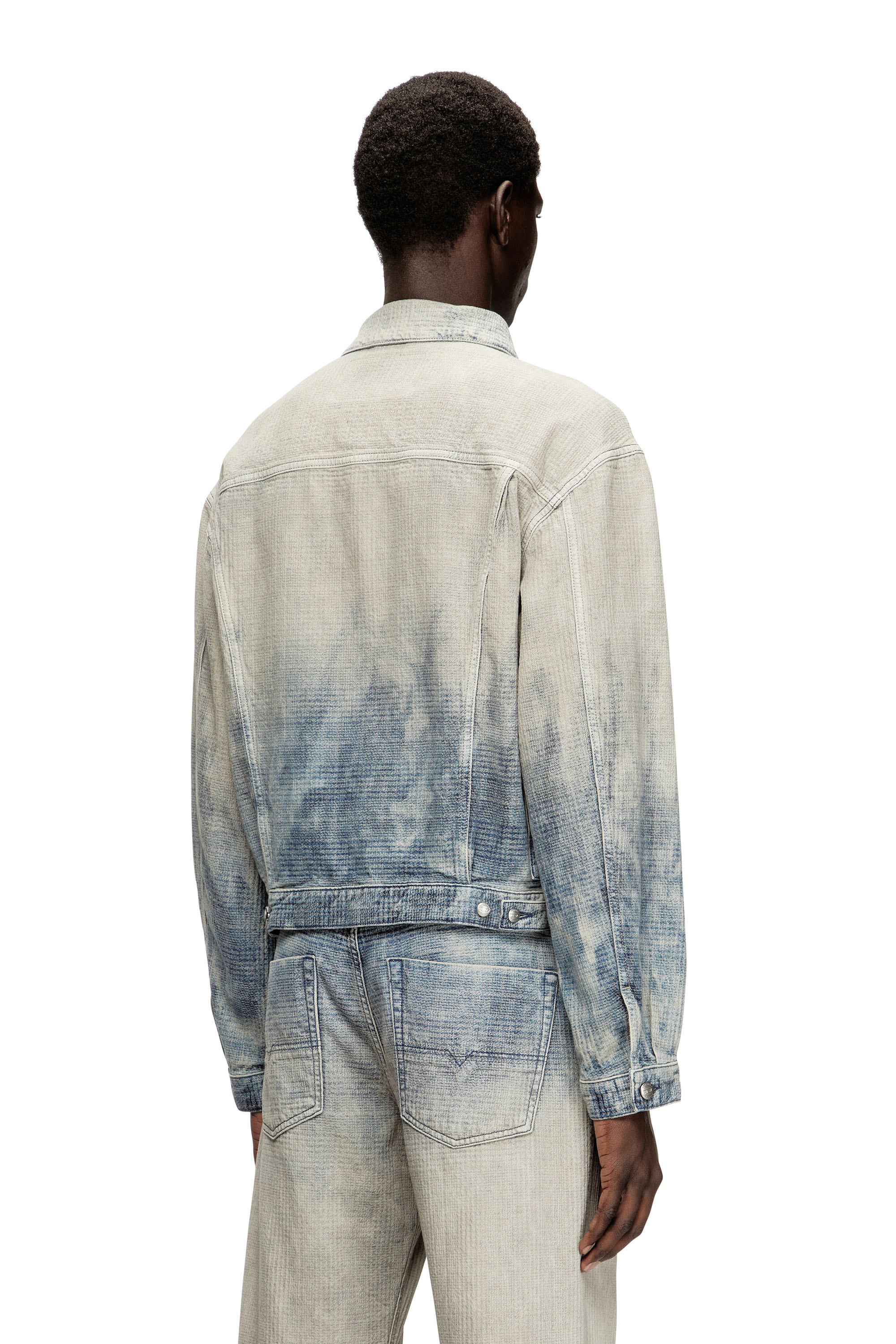 Diesel - D-RANGER, Chaqueta trucker en denim jacquard Príncipe de Gales Unisex in Multicolor - 4