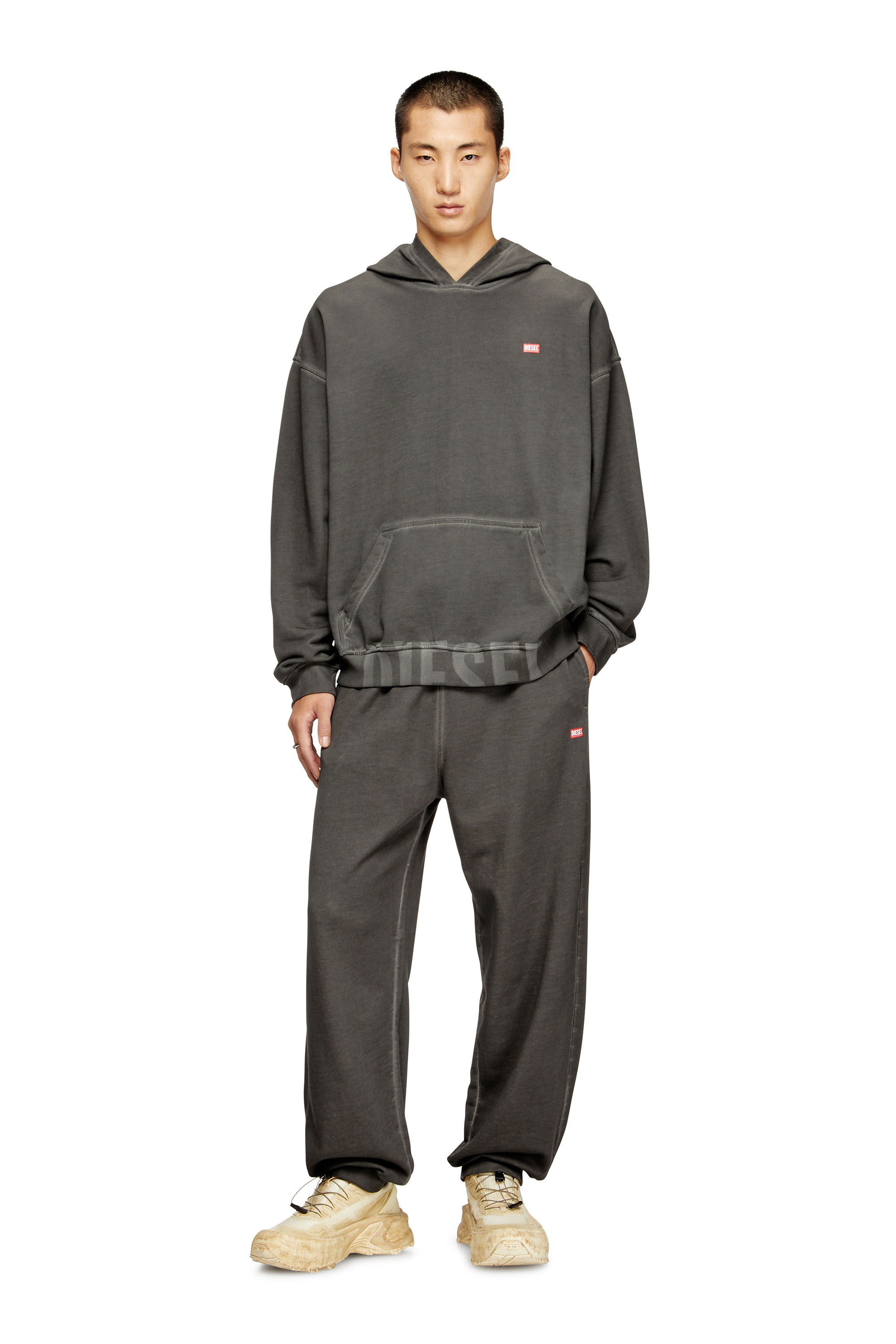 Diesel - S-BOXT-HOOD-T4, Sudadera con capucha de algodón con bolsillo tipo canguro Hombre in Gris - 1