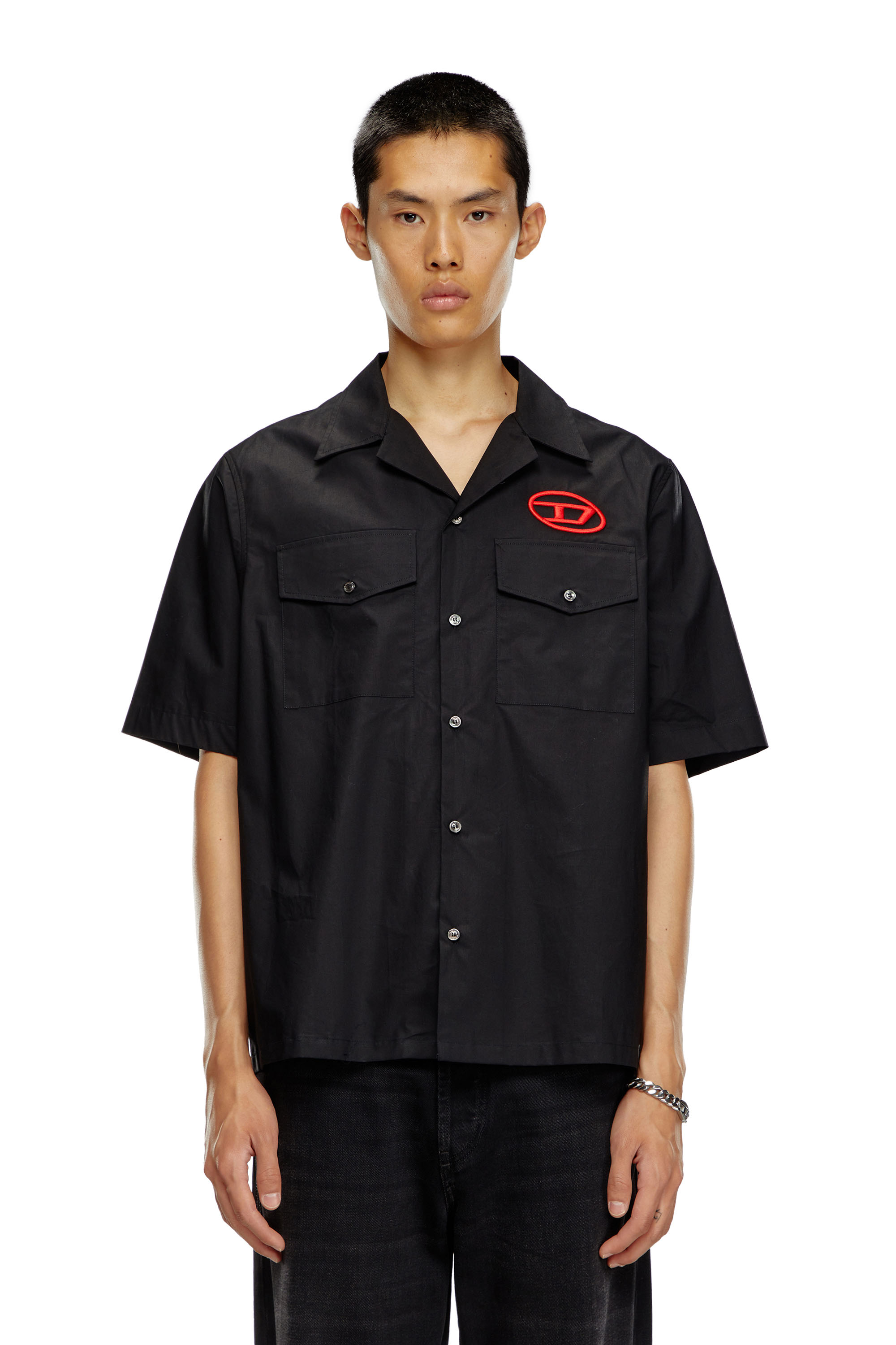 Diesel - S-MAC-22-B, Hombre Camiseta de bolos con logotipo bordado in Negro - Image 5