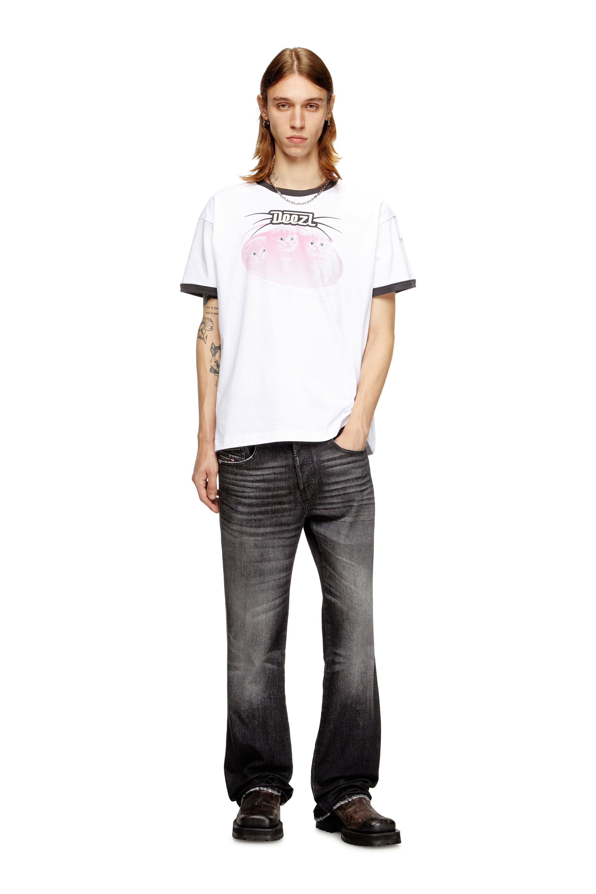 Diesel - T-NORM-CUFF, Camiseta de algodón con estampado digital Hombre in Blanco - 1