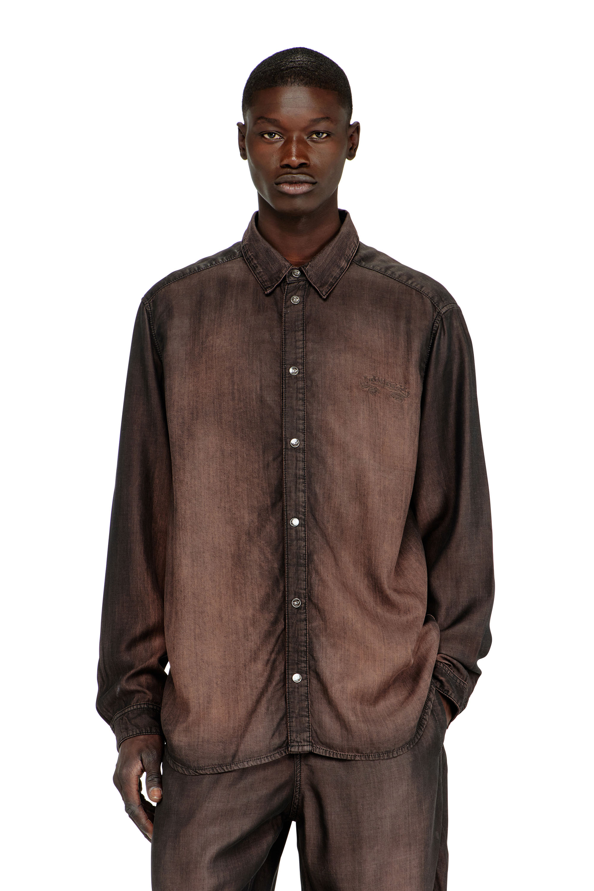 Diesel - D-SIMPLY-S16, Camisa de denim fluido con lavado oscuro Hombre in ToBeDefined - 1