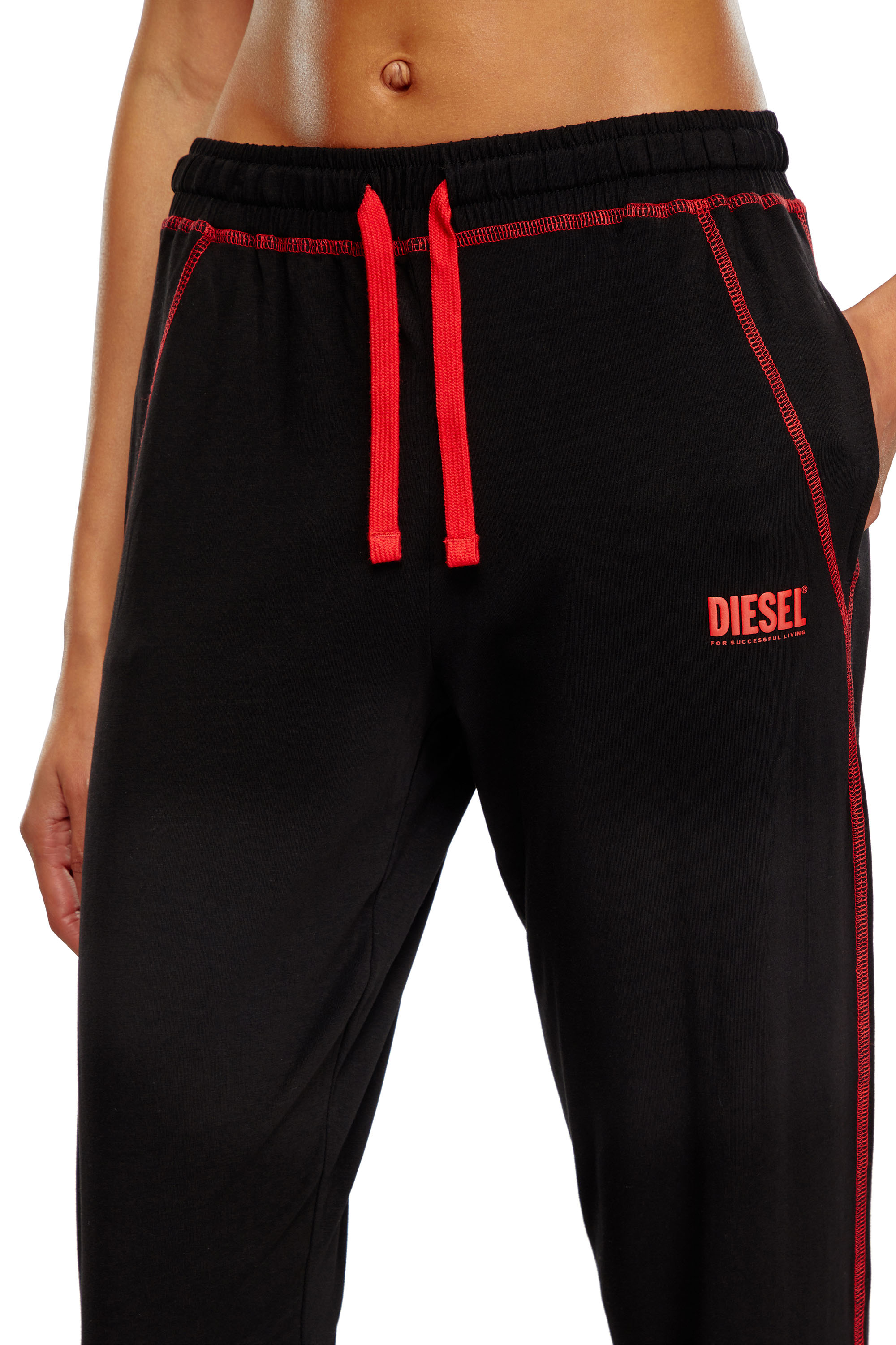 Diesel - UFSET-KRYSTI, Mujer Pijama de algodón con costuras en contraste in Negro - Image 3