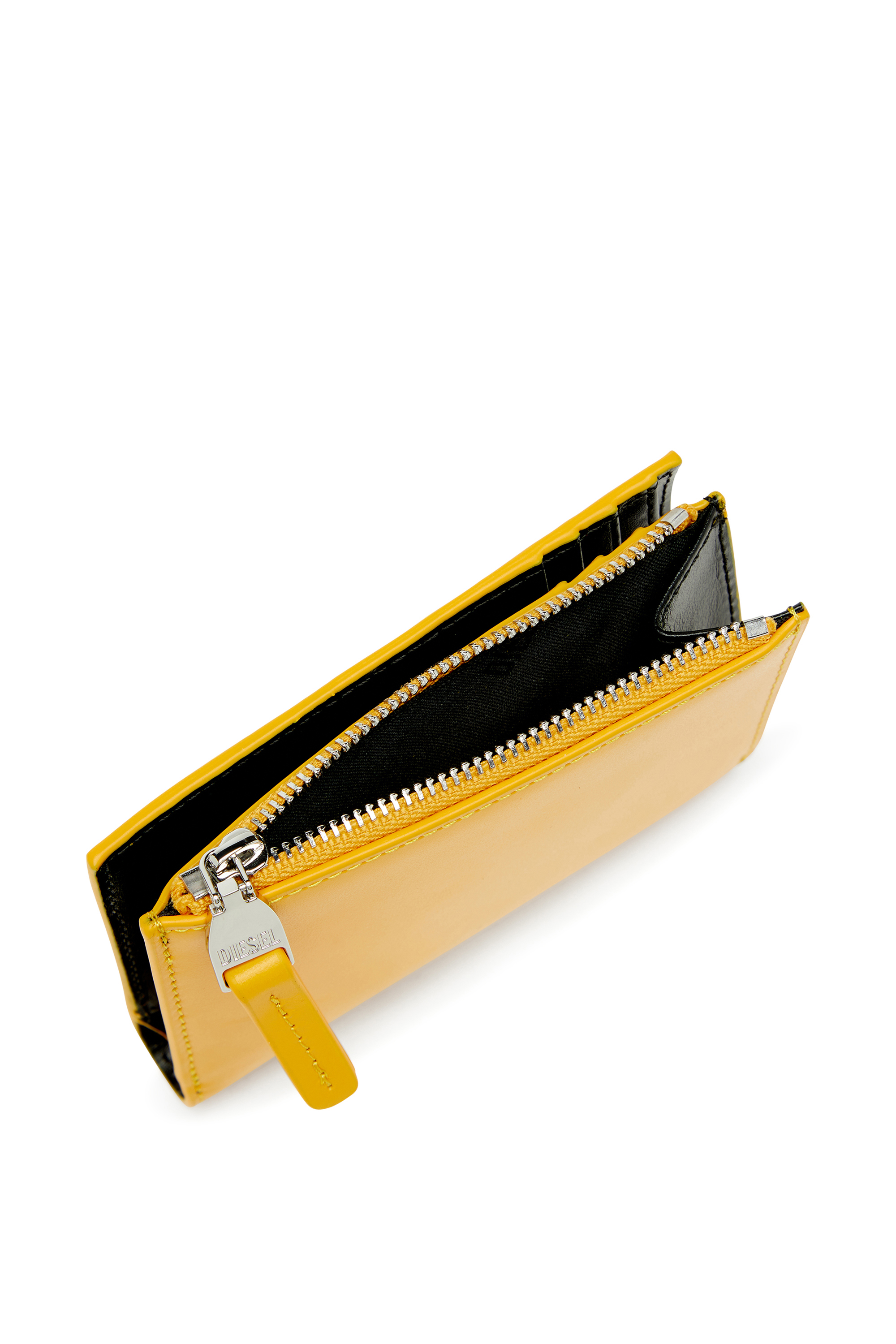 Diesel - 1DR BI-FOLD ZIP II, Peque&ntilde;a cartera de cuero que se pliega por la mitad Mujer in Amarillo - 4