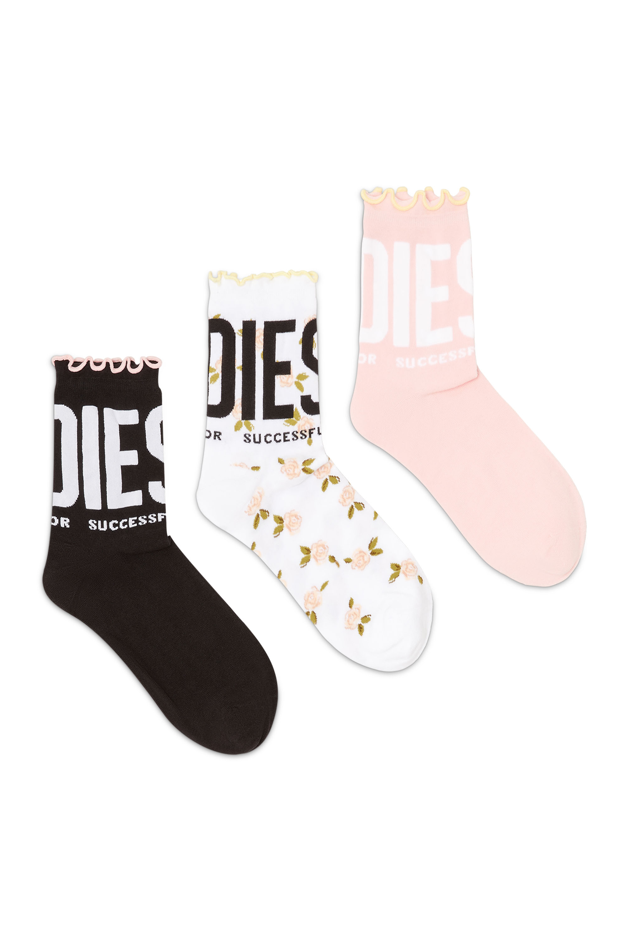 Diesel - SKW-LOLITA-3PACK, Paquete de tres calcetines con borde fruncido Mujer in Multicolor - 1