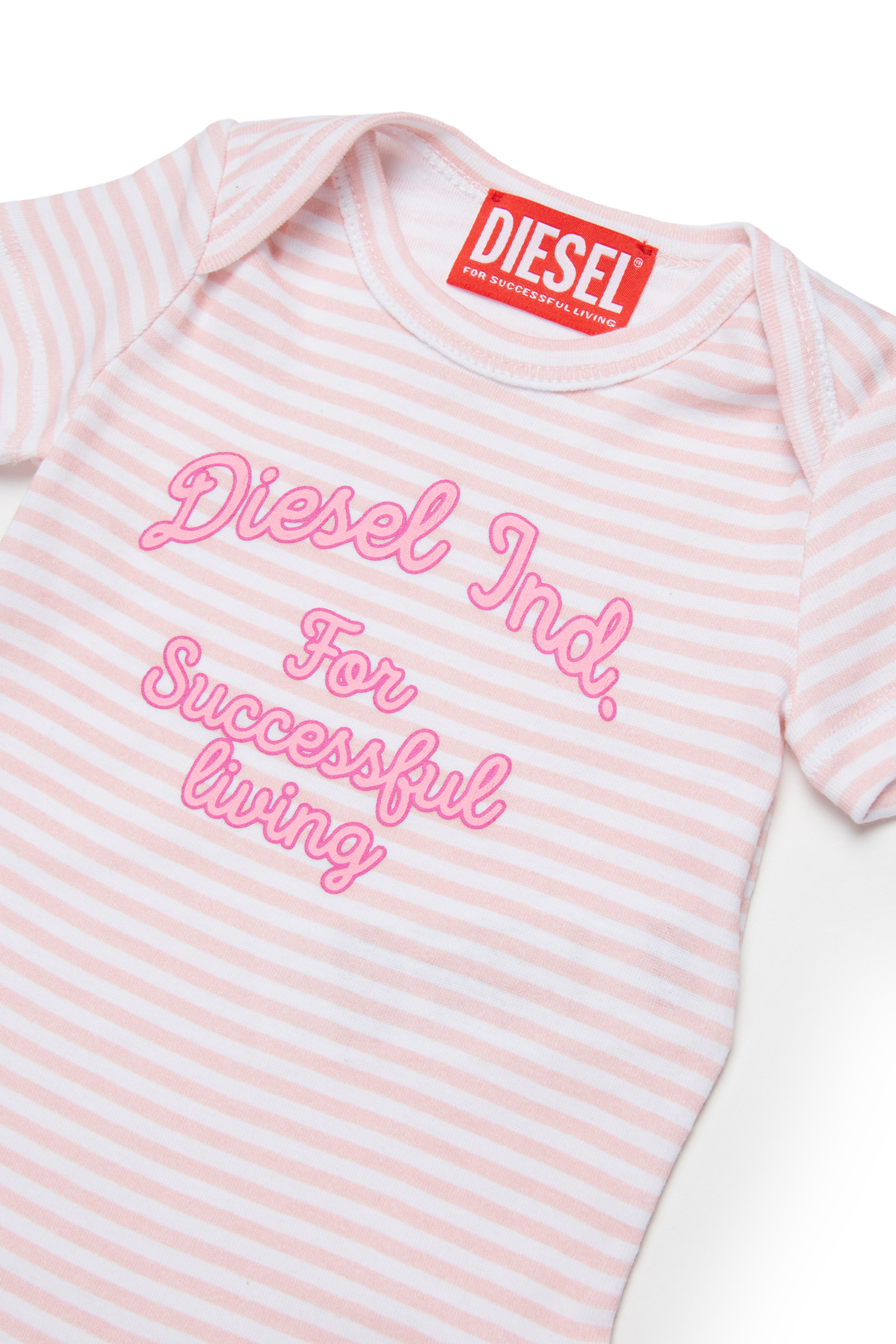Diesel - USPEL-NB, Body de algod&oacute;n con rayas y estampado Unisex in Rosa - 3